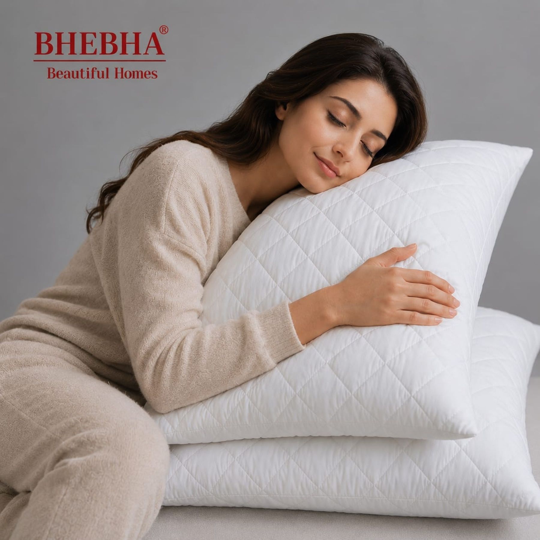 bhebha Microfibre Sleeping Pillow Pack of 2 Solid Quilted-picture-20
