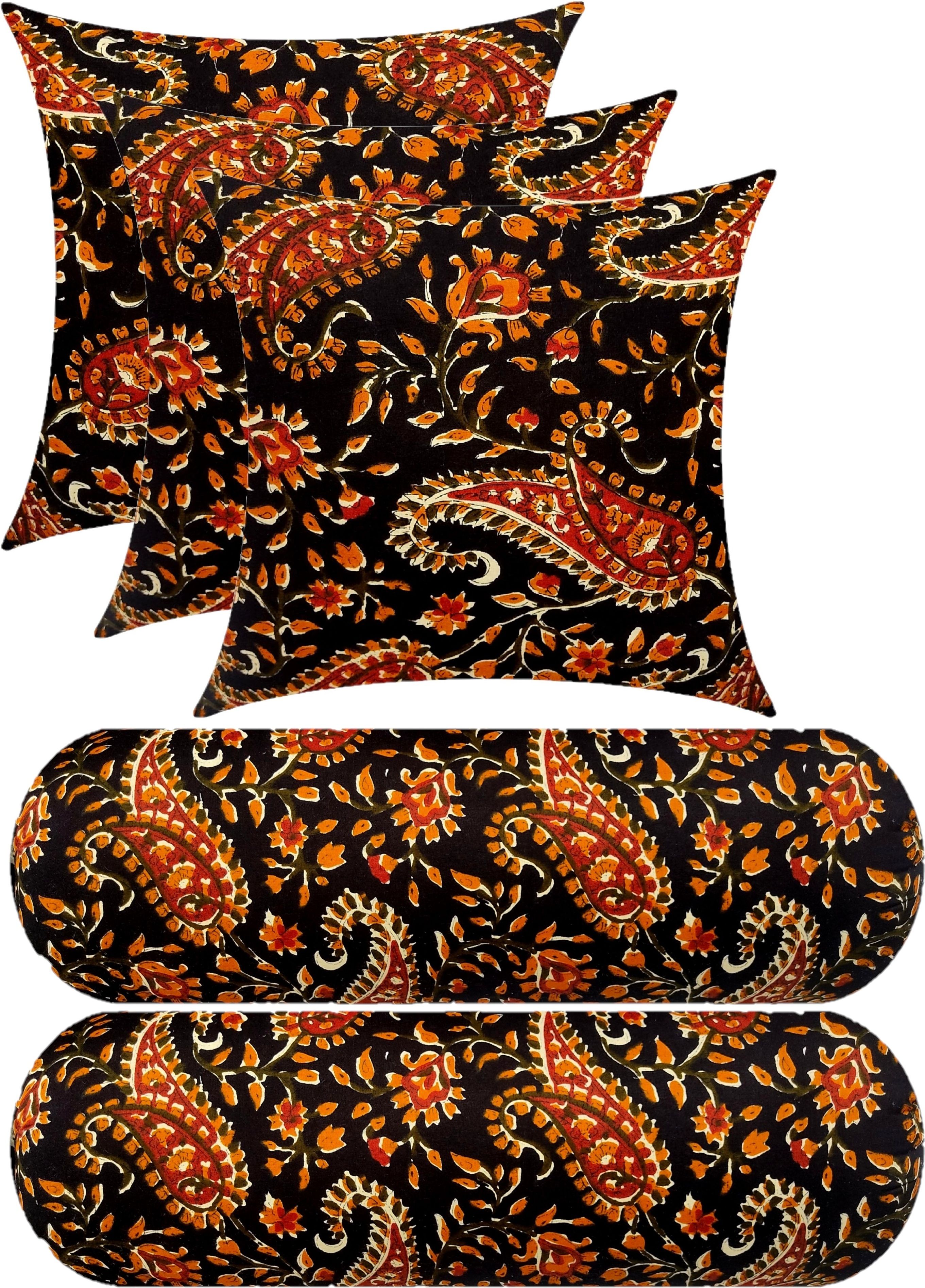 gkm Combo Set Of 3 Cushion And 2 Microfibre Floral Bolster Pack of 5-picture-26