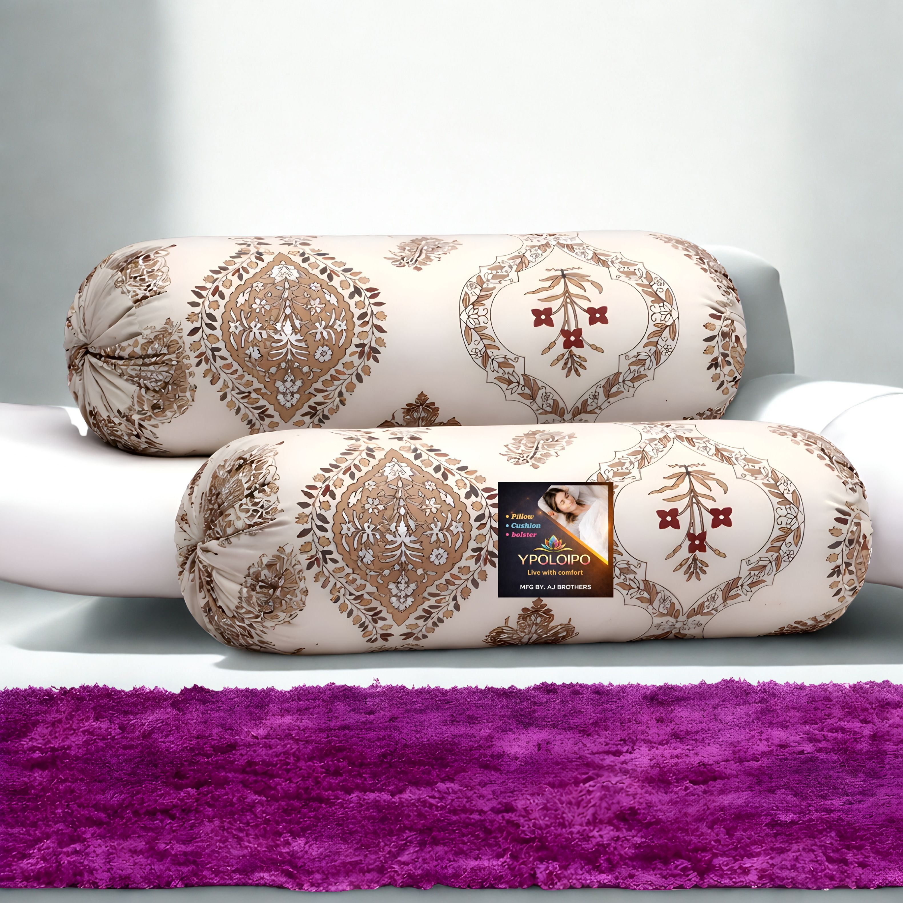 Microfibre Bolster Pack of 2 Floral Premium Bolster Set-image-48