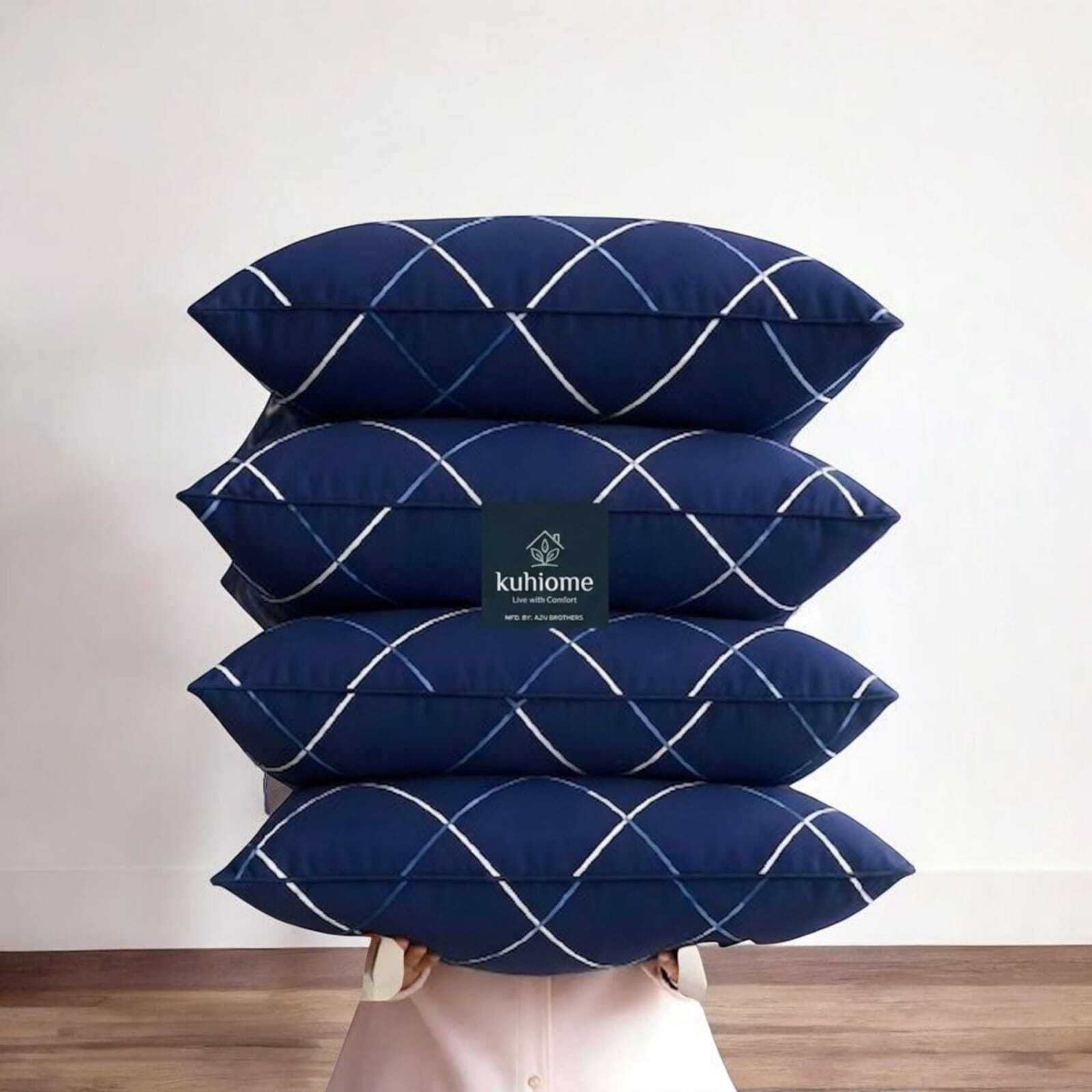 kuihome Polyester Fibre, Microfibre Sleeping Pillow Pack of 4 Abstract Premium Pillow Set-picture-0