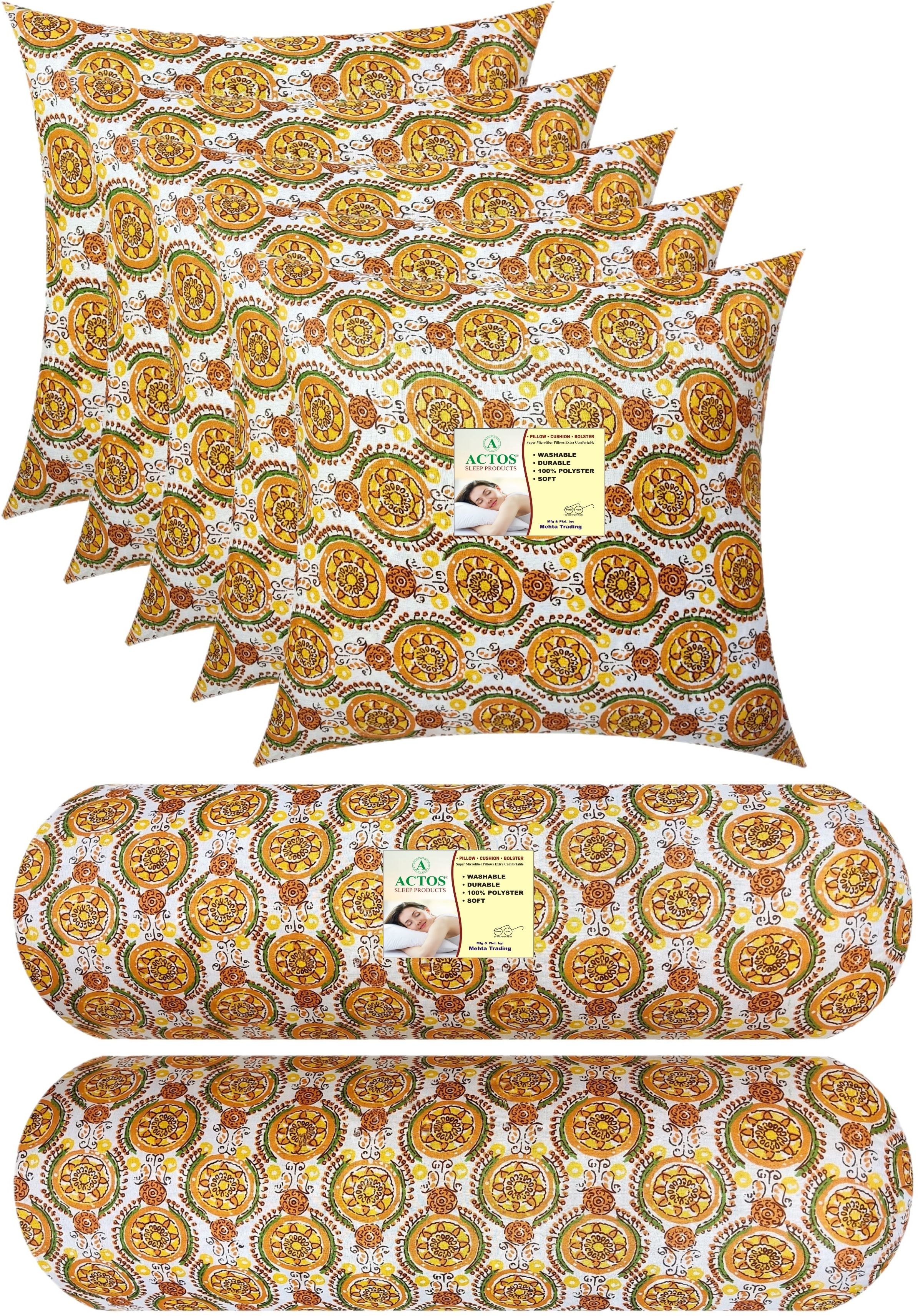 Round Microfibre Floral Bolster Pack of 7-image-4