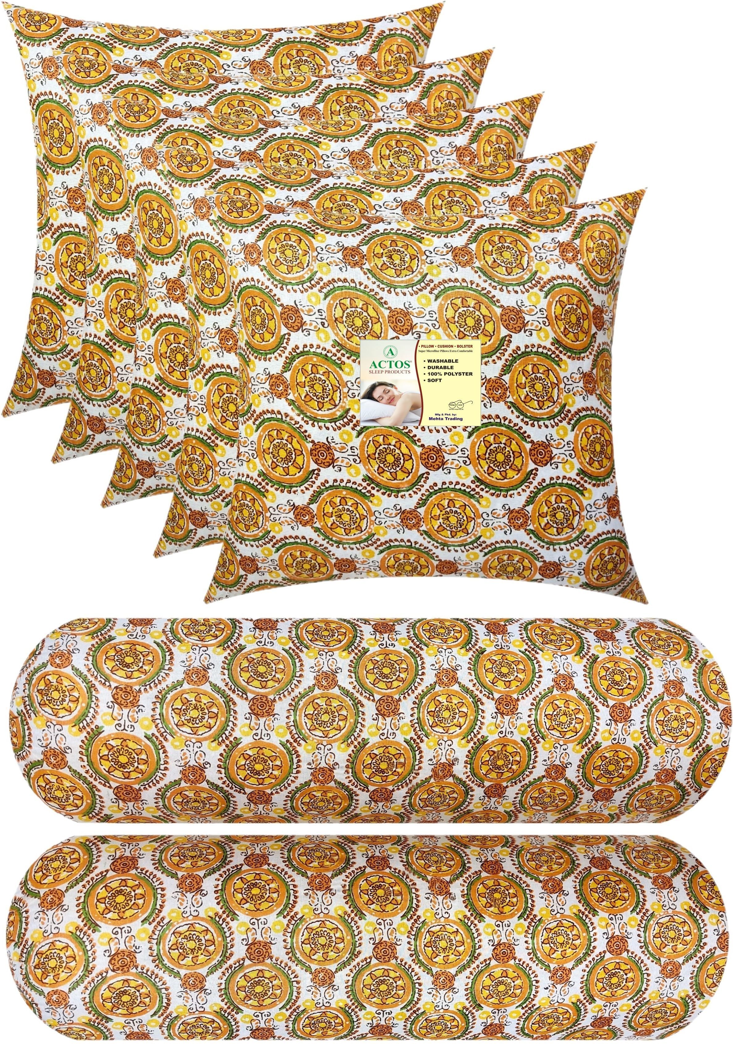 Microfibre Bolster Pack of 7 Floral Round-image-14