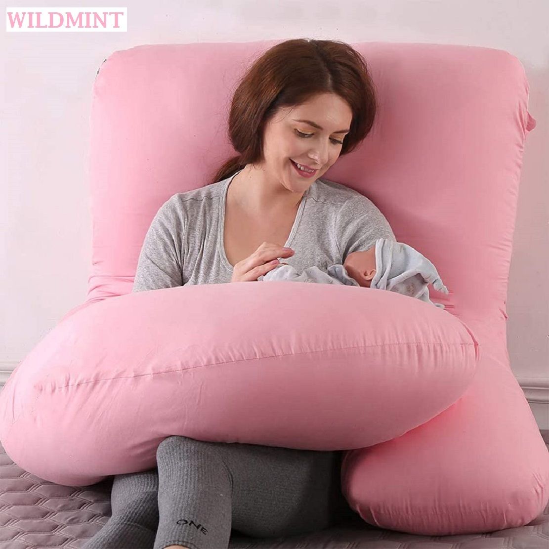 wild mint Premium J Shape Pregnancy Pillow Microfibre Solid Pregnancy Pillow Pack of 1-picture-32