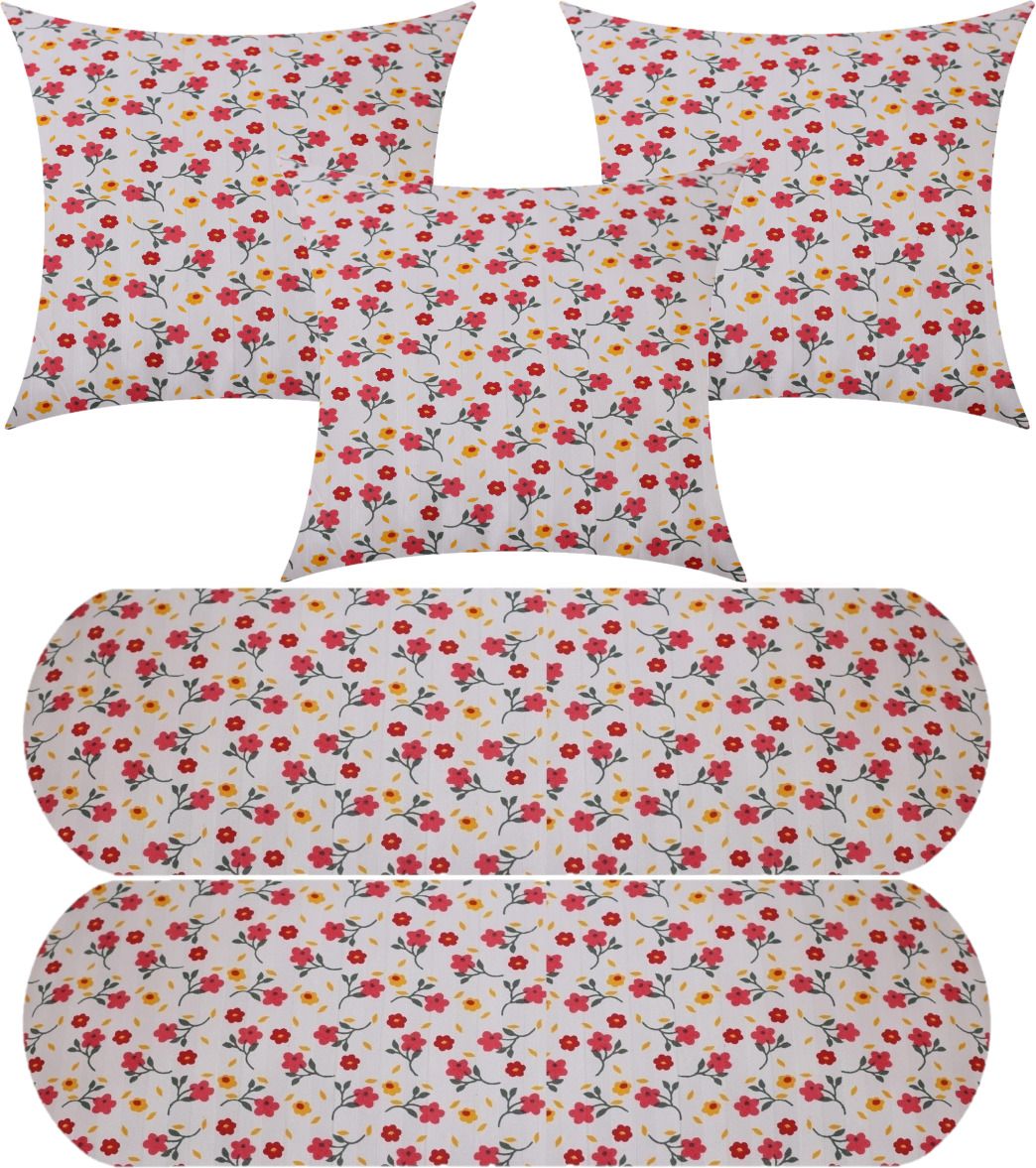 changers Microfibre Bolster Pack of 5 Floral 3 Cushion And 2 Bolster-picture-18