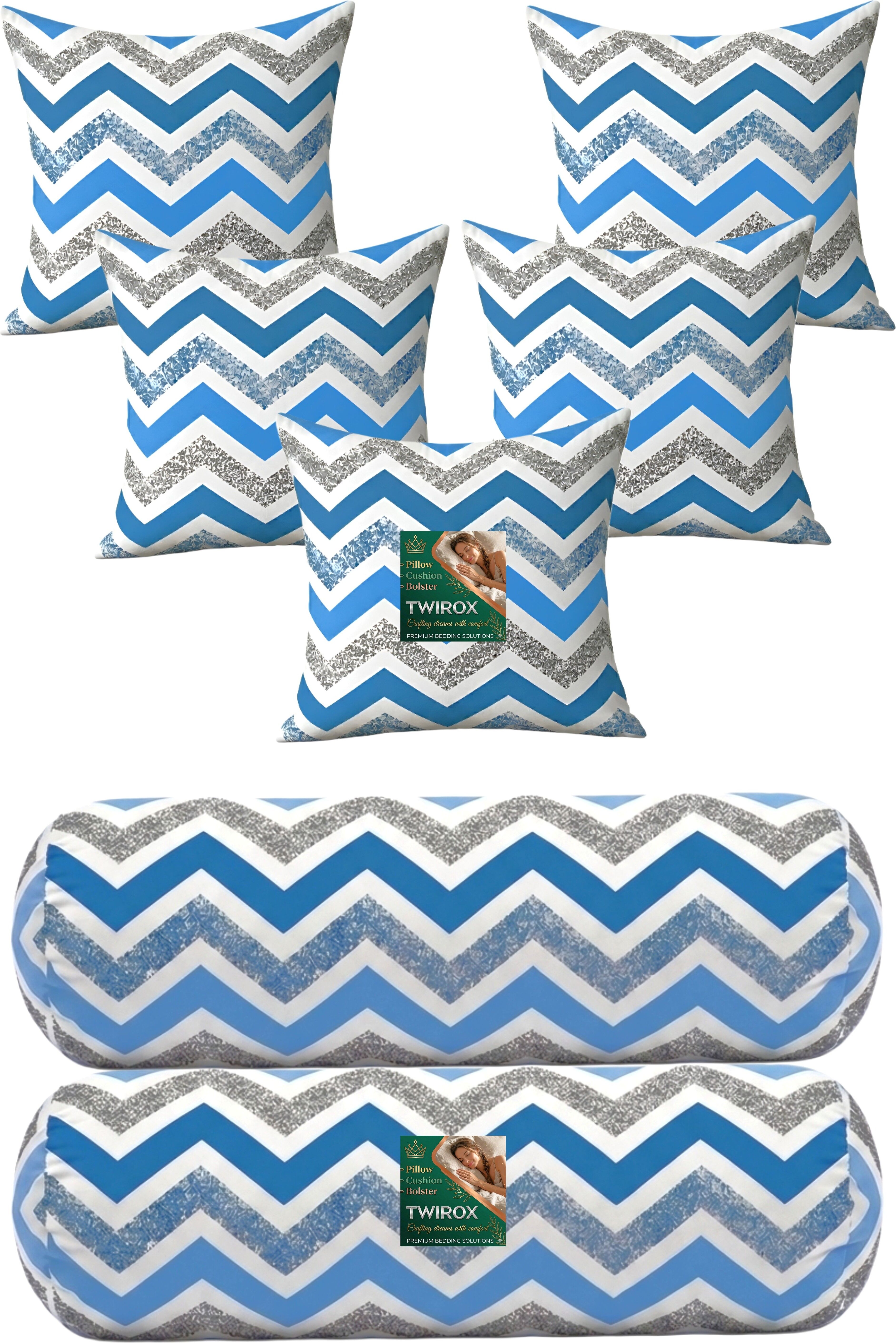 Microfibre Bolster Pack of 7 Geometric Premium Cushion Bolster Set-image-28