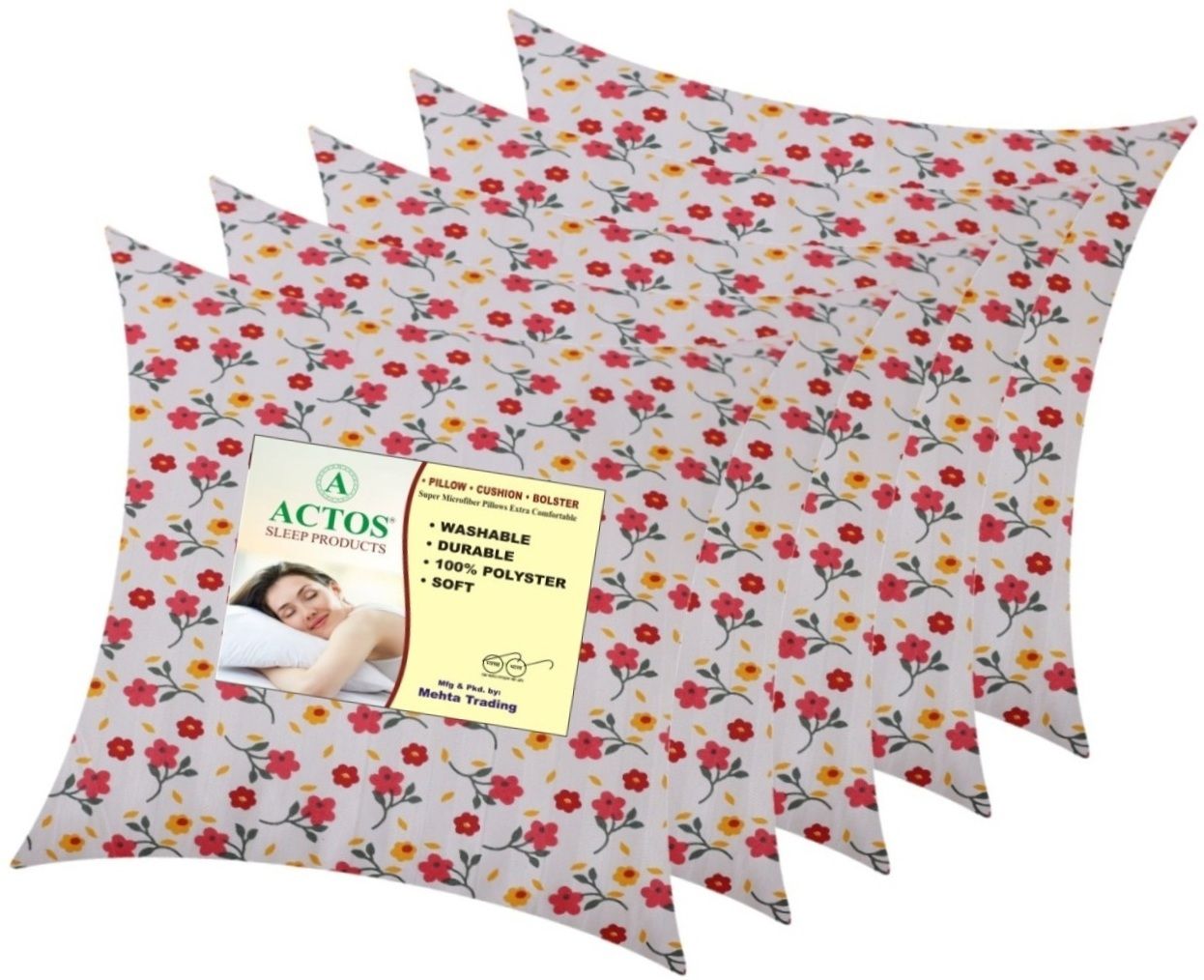 actos Microfibre Bolster Pack of 5 Floral-picture-14