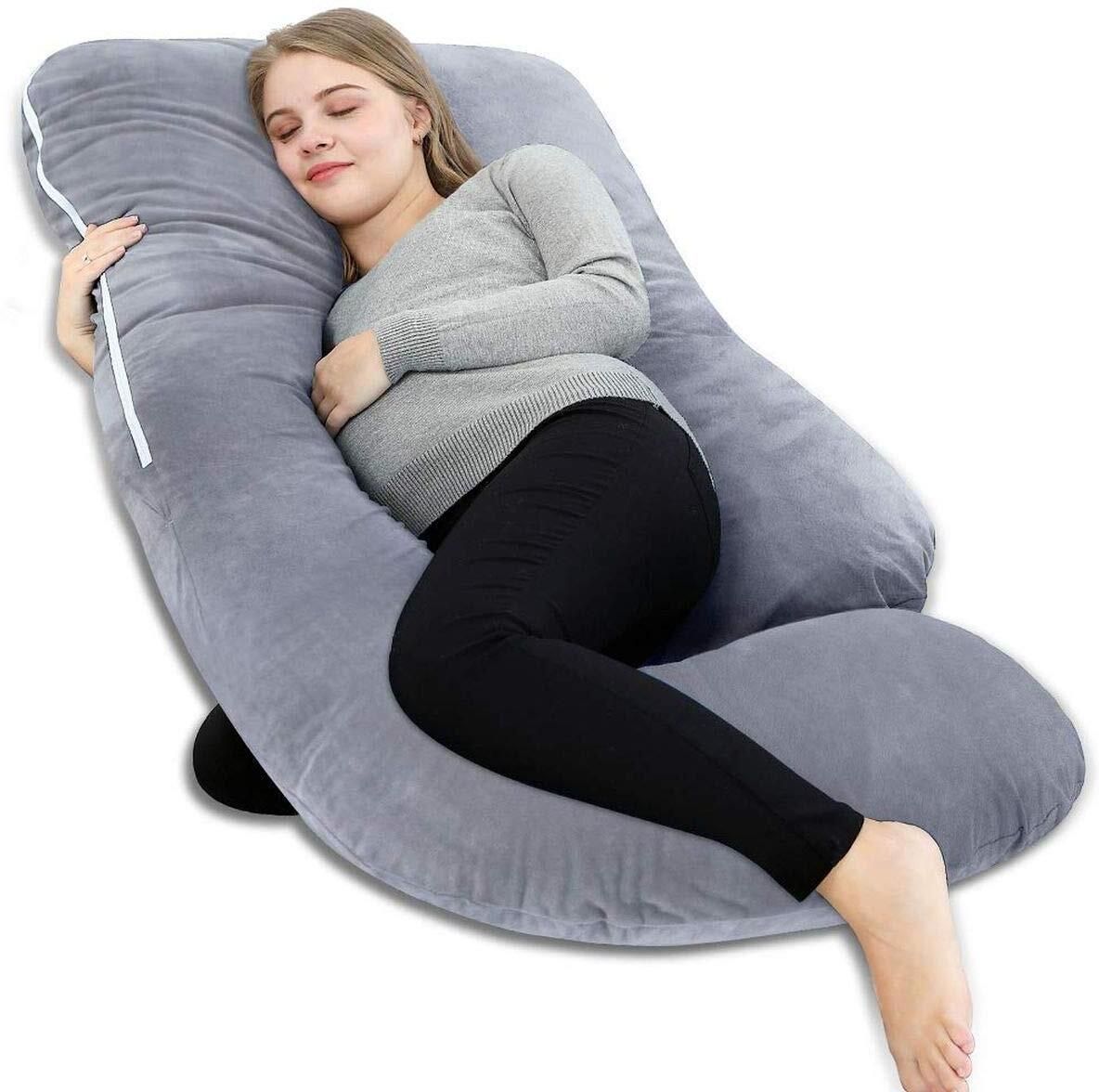 Microfibre Pregnancy Pillow Pack of 1 Solid j shape-image-26
