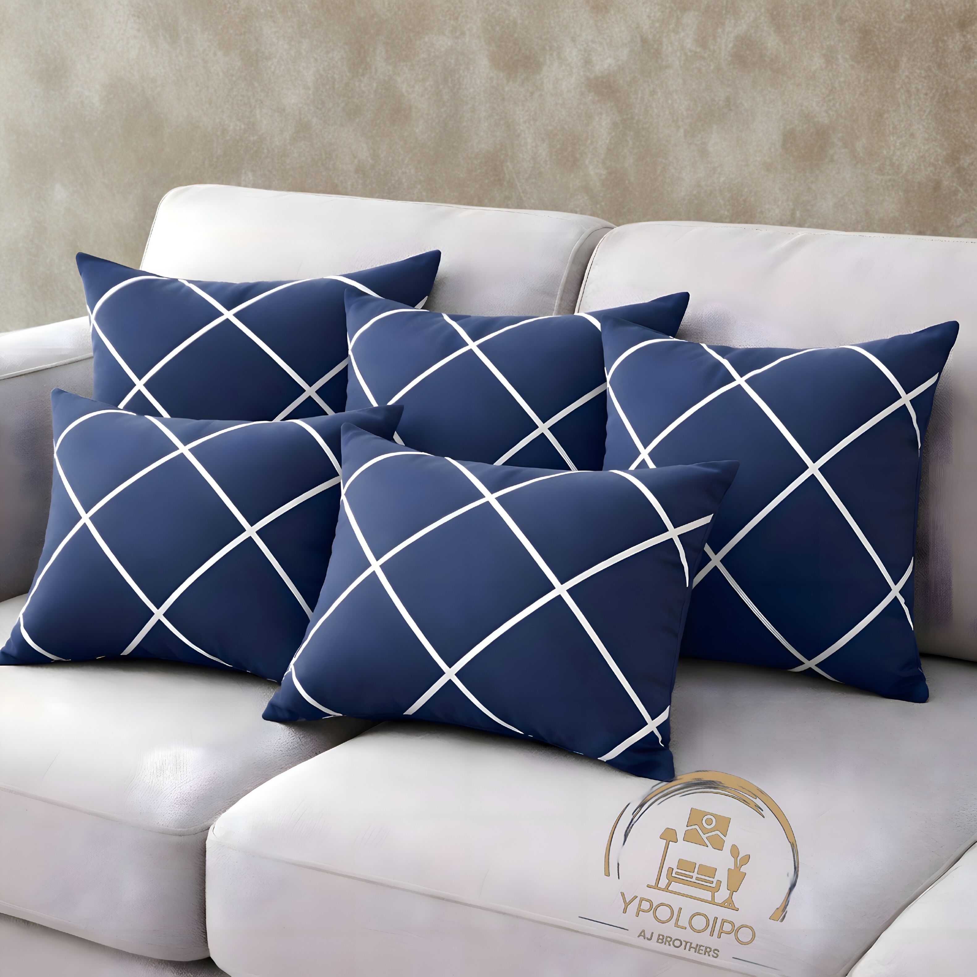 Microfibre Cushion Pack of 5 Geometric Premium Cushion Set (16x16 inch)-image-21