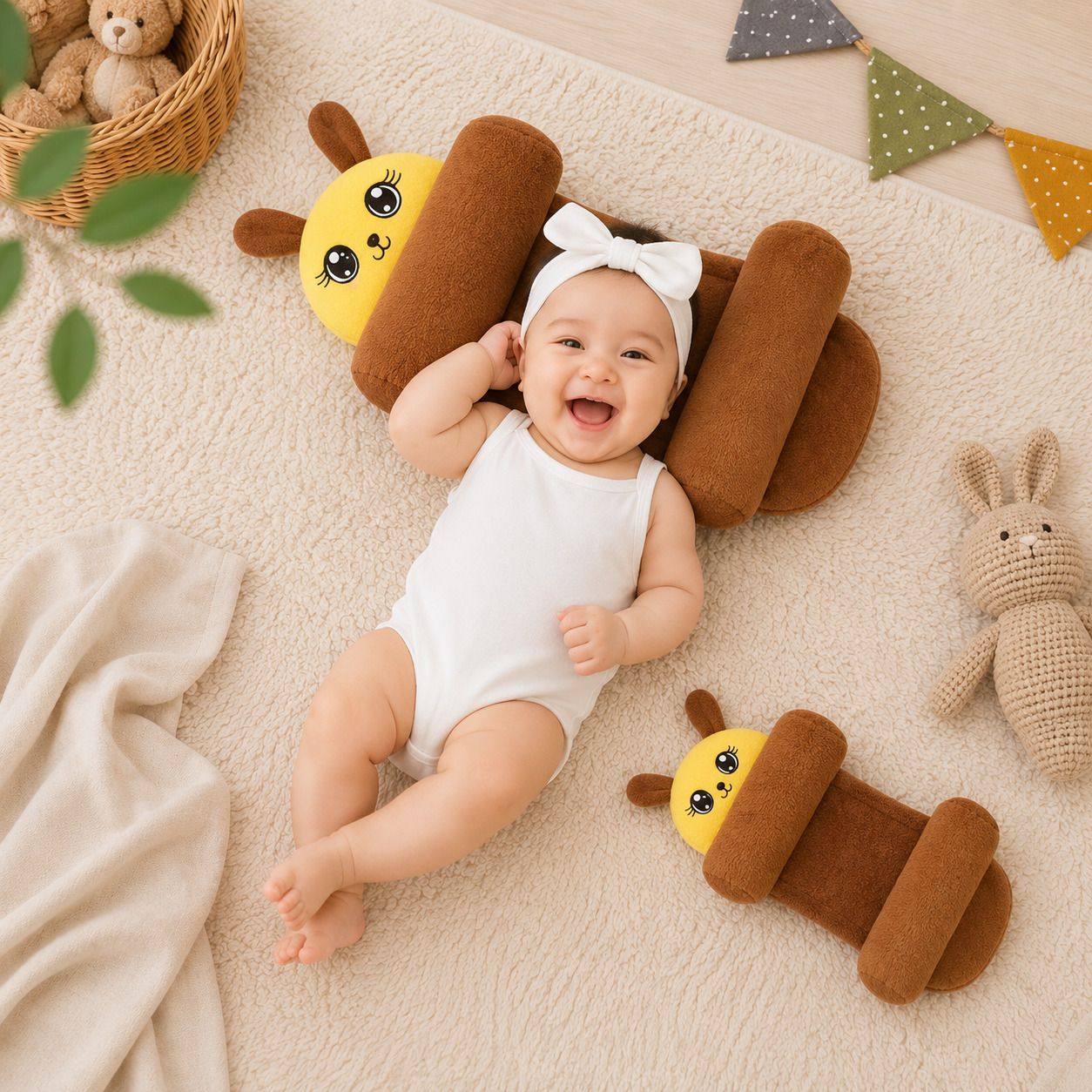 mom & son Polyester Fibre Baby Pillow Pack of 1 Solid-picture-21