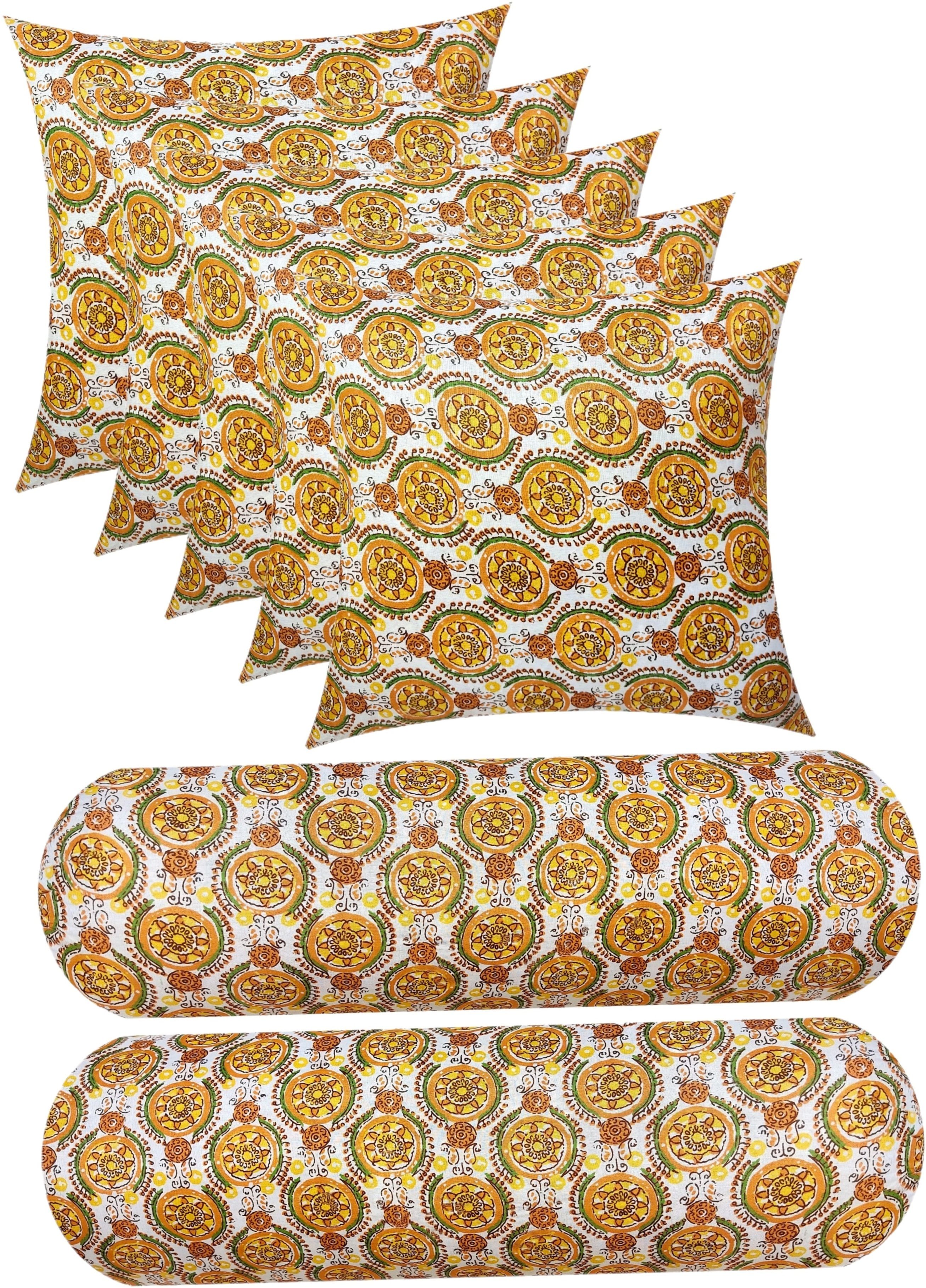 changers Microfibre Bolster Pack of 7 Floral Combo Set of 5 Cushion And 2-picture-17