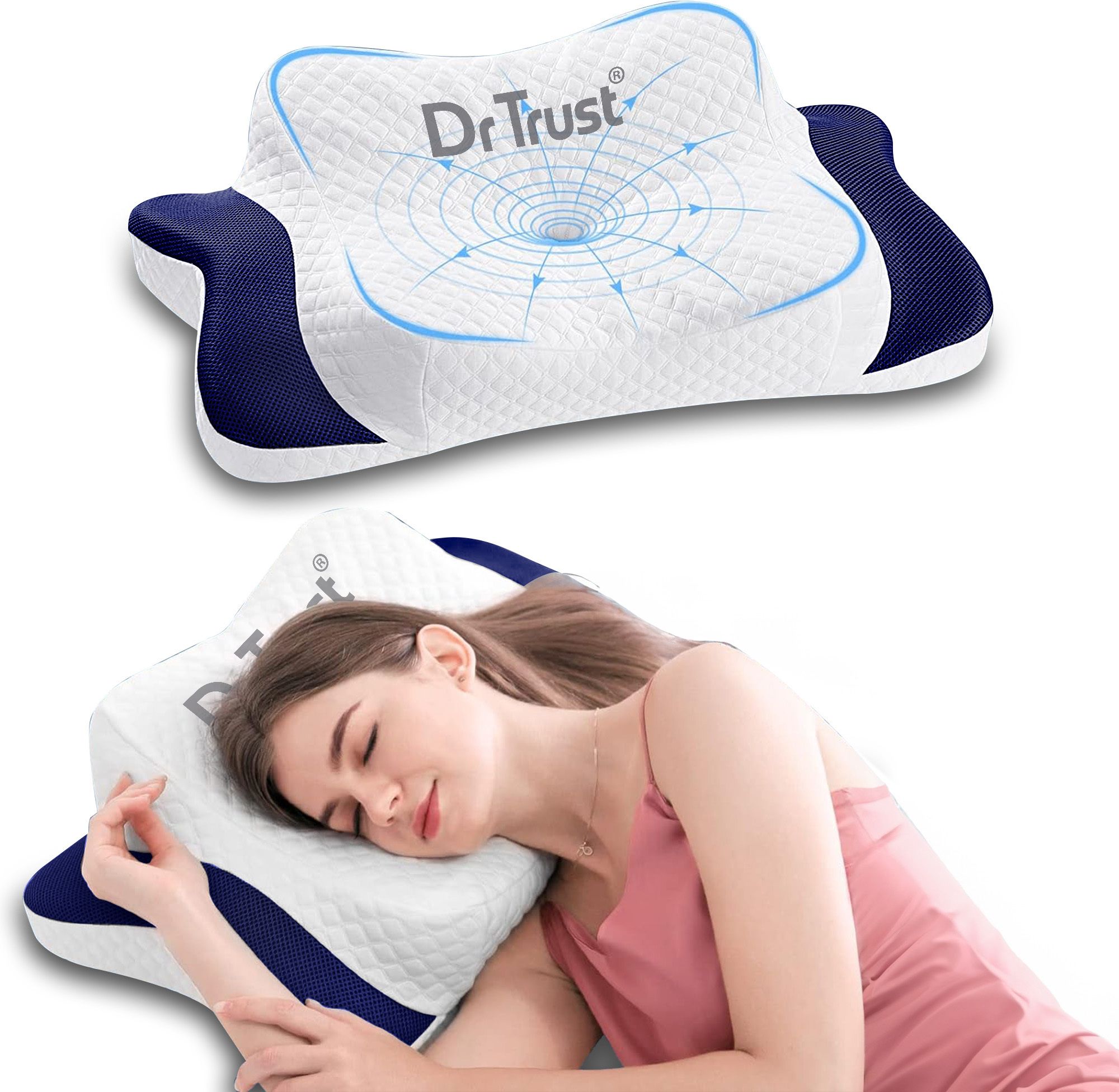 Memory Foam Sleeping Pillow Pack of 1 Solid USA Butterfly Orthopedic Pillow for Neck & Shoulder Pain Relief Contour Cervical