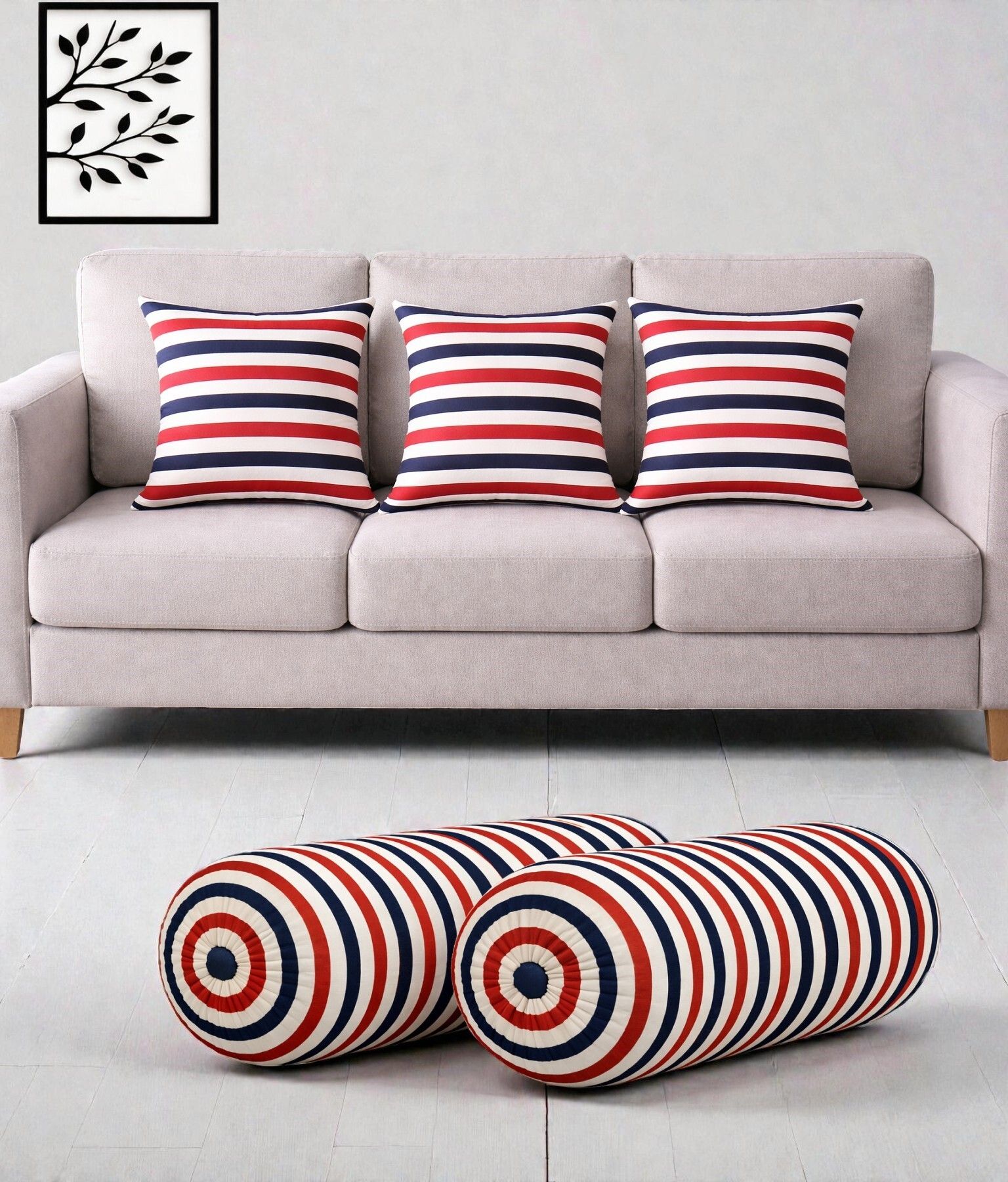 changers Microfibre Bolster Pack of 5 Solid Combo Set Of 3 Cushion And 2 Bolster-picture-48