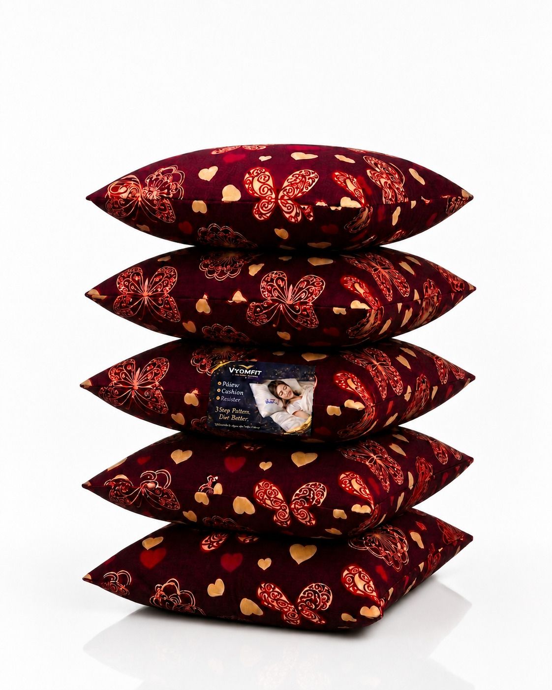 vyomfit Microfibre Cushion Pack of 5 Printed Premium Cushion Set | (16x16 inch)-picture-31