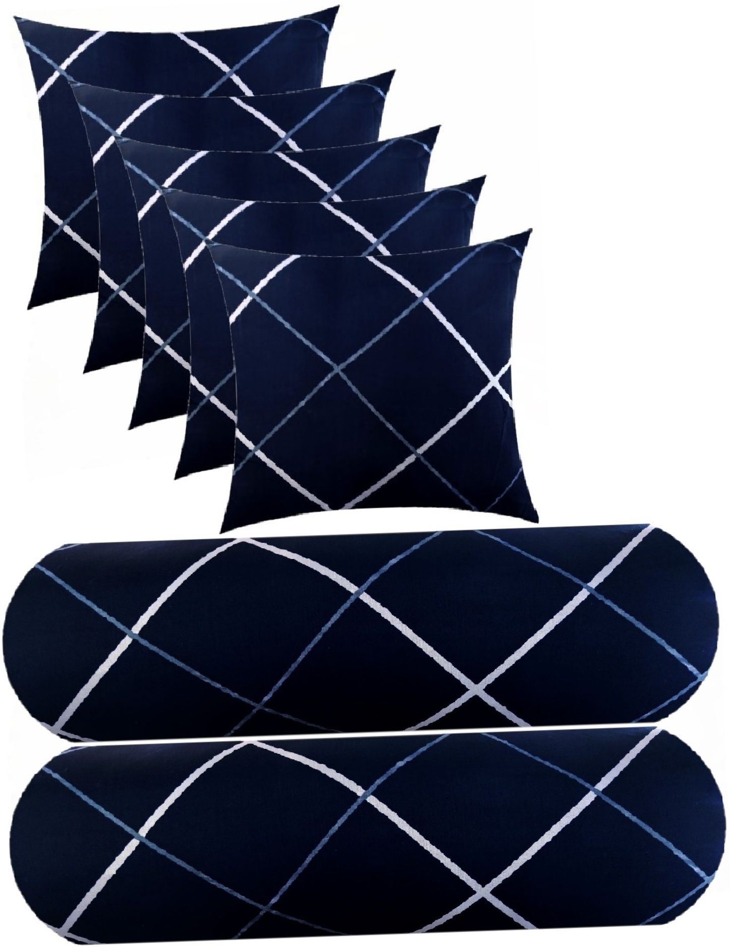 Sofa Round Bolster Microfibre Geometric Sleeping Pillow Pack of 7