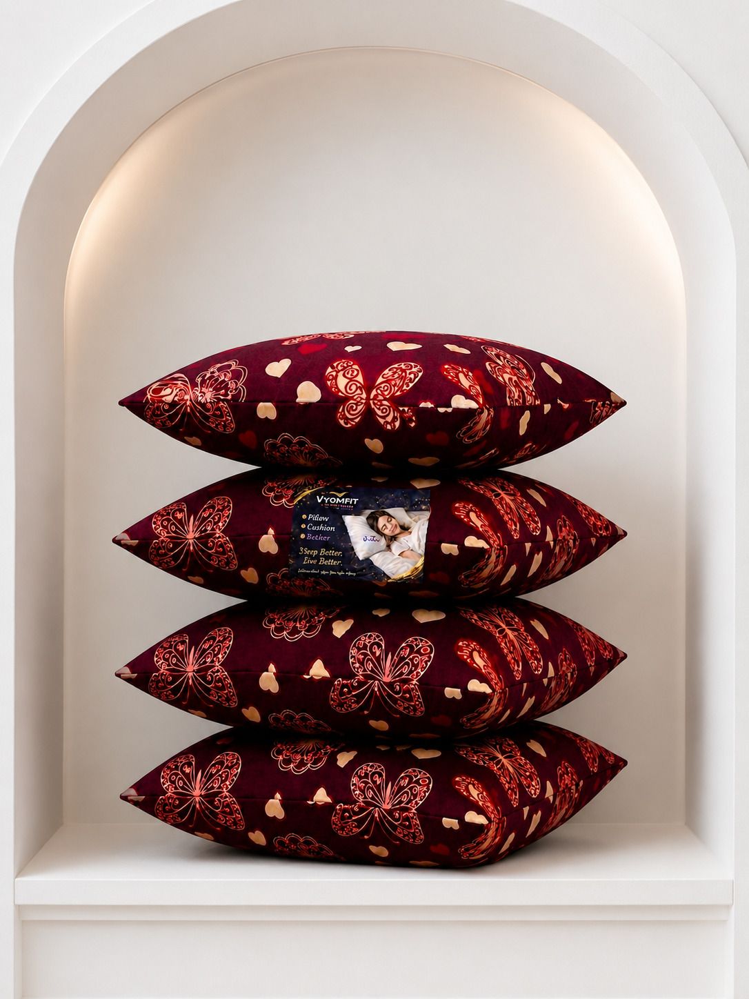 Microfibre Cushion Pack of 4 Printed Premium Cushion Set | (16x16 inch)-image-45