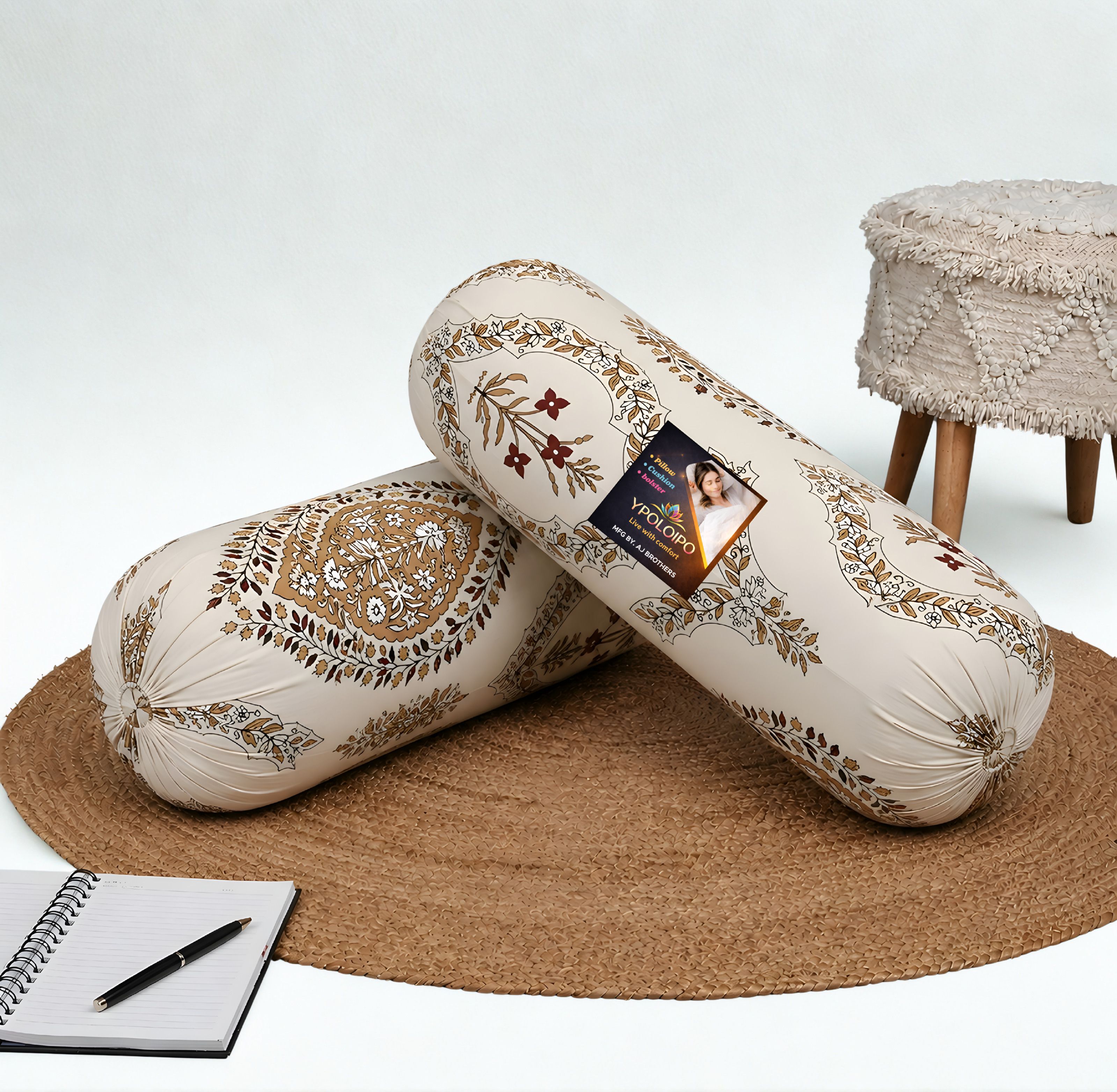 Microfibre Bolster Pack of 2 Floral Premium Bolster Set-image-34