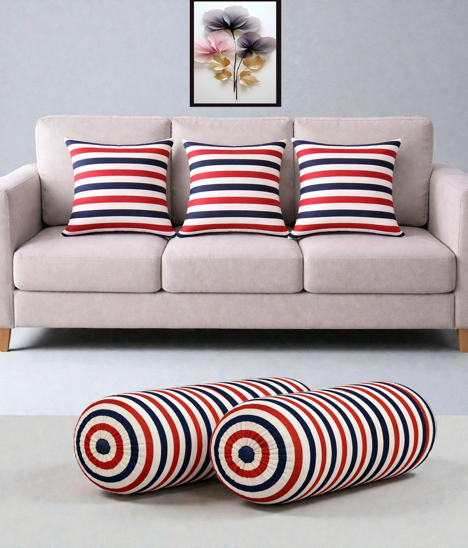 changers Microfibre Bolster Pack of 5 Floral Combo Set Of 3 Cushion And 2 Bolster-picture-19