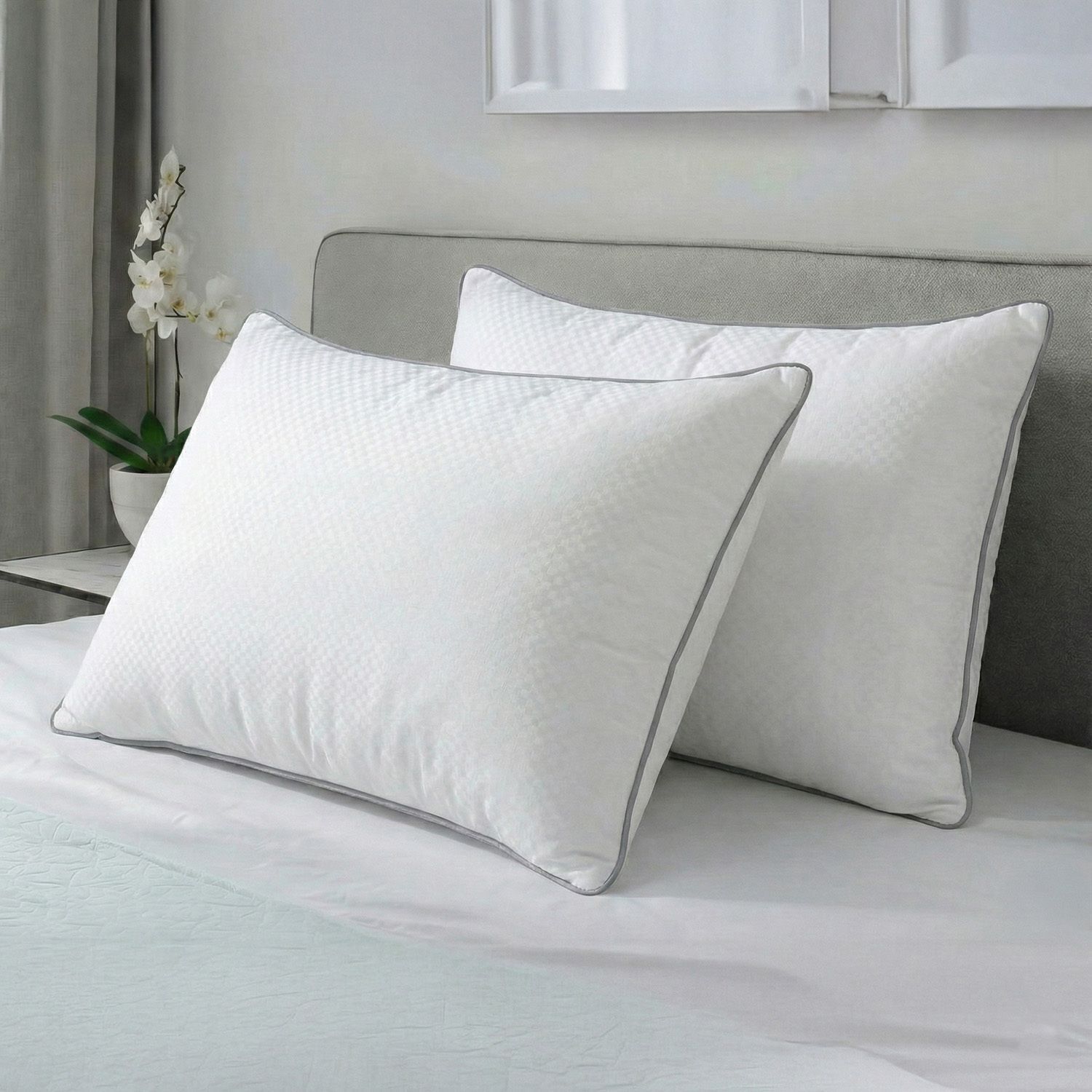 Microfibre Sleeping Pillow Pack of 2 Solid Soft Microfiber Pillows-image-40