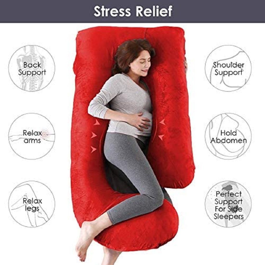 wild mint J SHAPE Microfibre Solid Pregnancy Pillow Pack of 1-picture-23