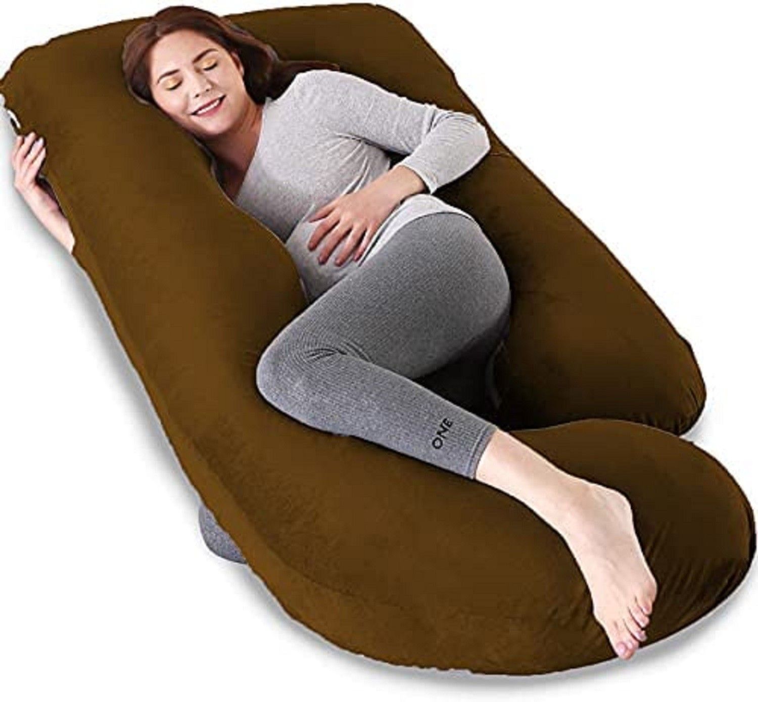 wild mint Microfibre, Polyester Fibre Solid Pregnancy Pillow Pack of 1-picture-10