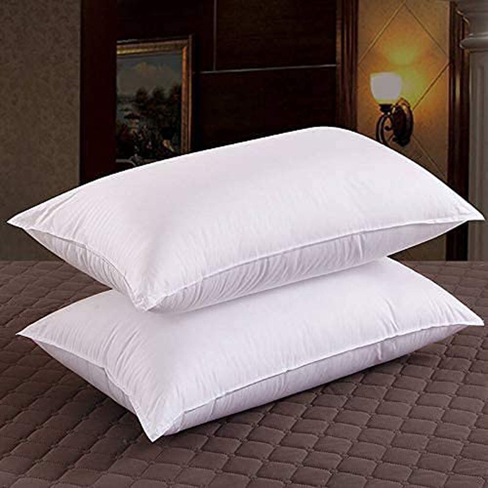 LUXURY Polyester Fibre Solid Sleeping Pillow Pack of 2-image-30
