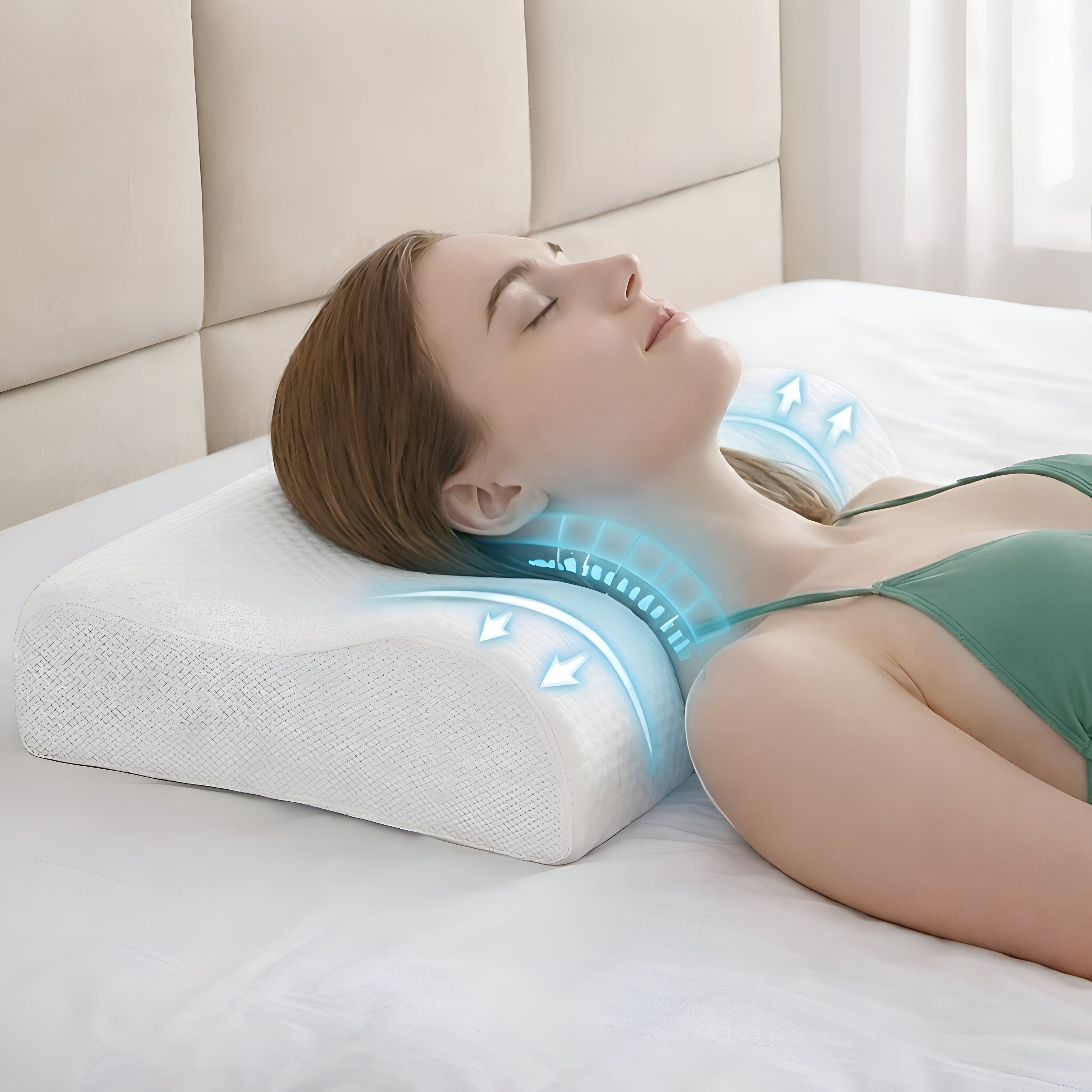 Memory Foam Orthopaedic Pillow Pack of 1 Solid Ergonomic Cervical Contour Pillow with Advanced Neck and Spine Support Design-image-48