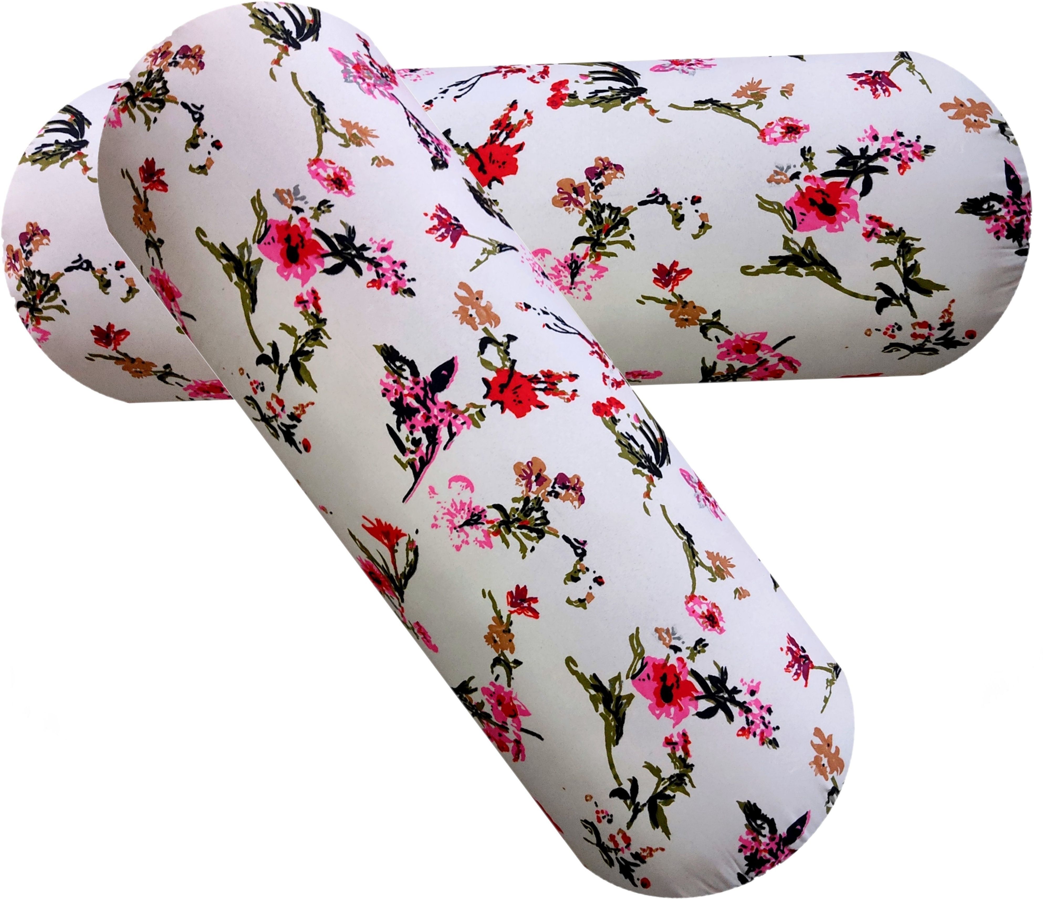 Microfibre Bolster Pack of 2 Floral Round Bolster-image-28