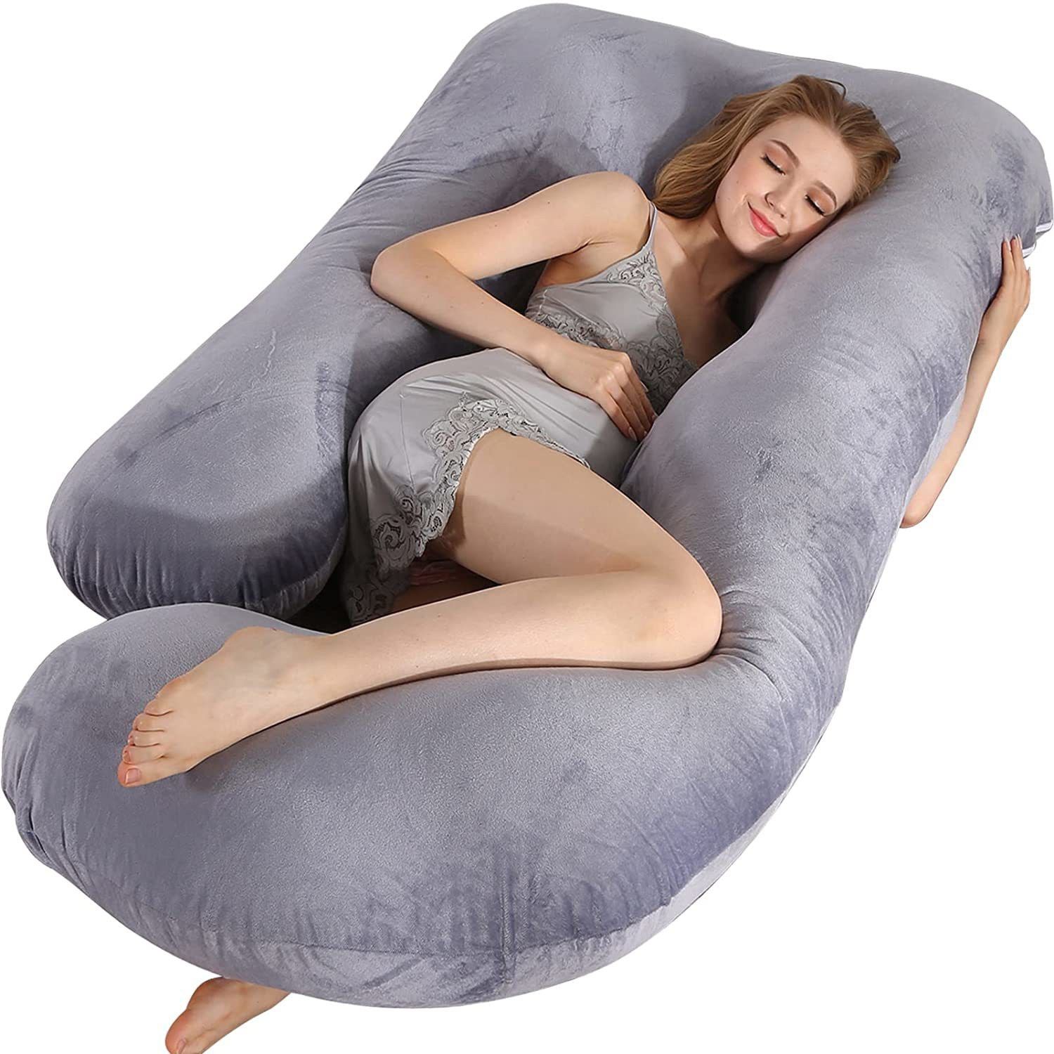 ultra soft j shaped pillow Polyester Fibre, Microfibre Solid Pregnancy Pillow Pack of 1-image-22