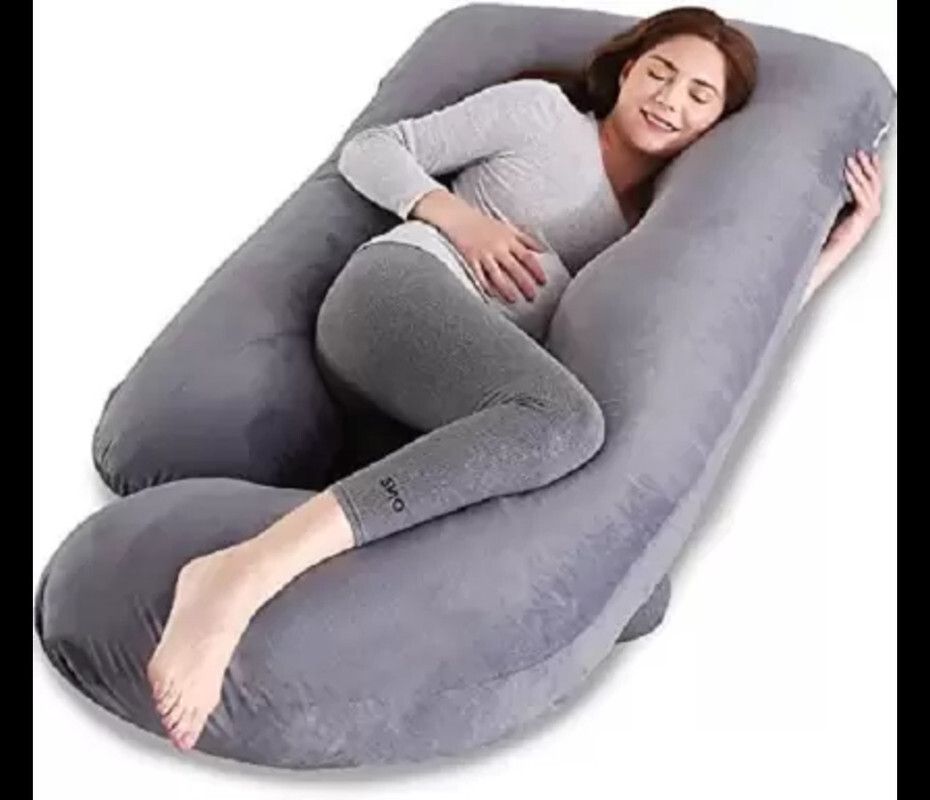 Polyester Fibre Solid Pregnancy Pillow Pack of 1-image-36
