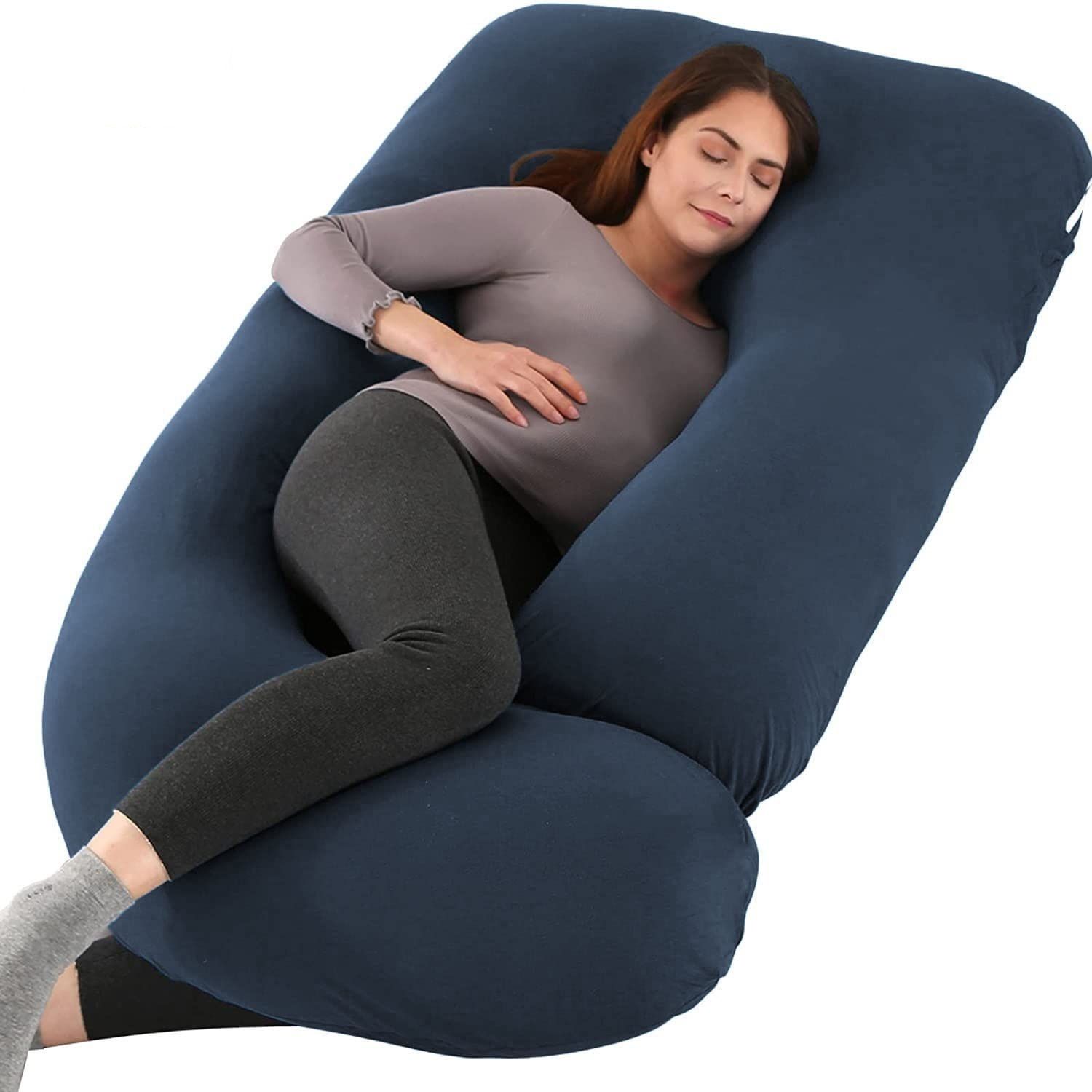 J Shape Polyester Fibre Solid Pregnancy Pillow Pack of 1-image-38