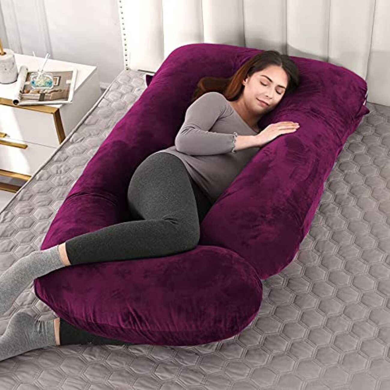 prifarodo g series Polyester Fibre Solid Pregnancy Pillow Pack of 1-picture-14