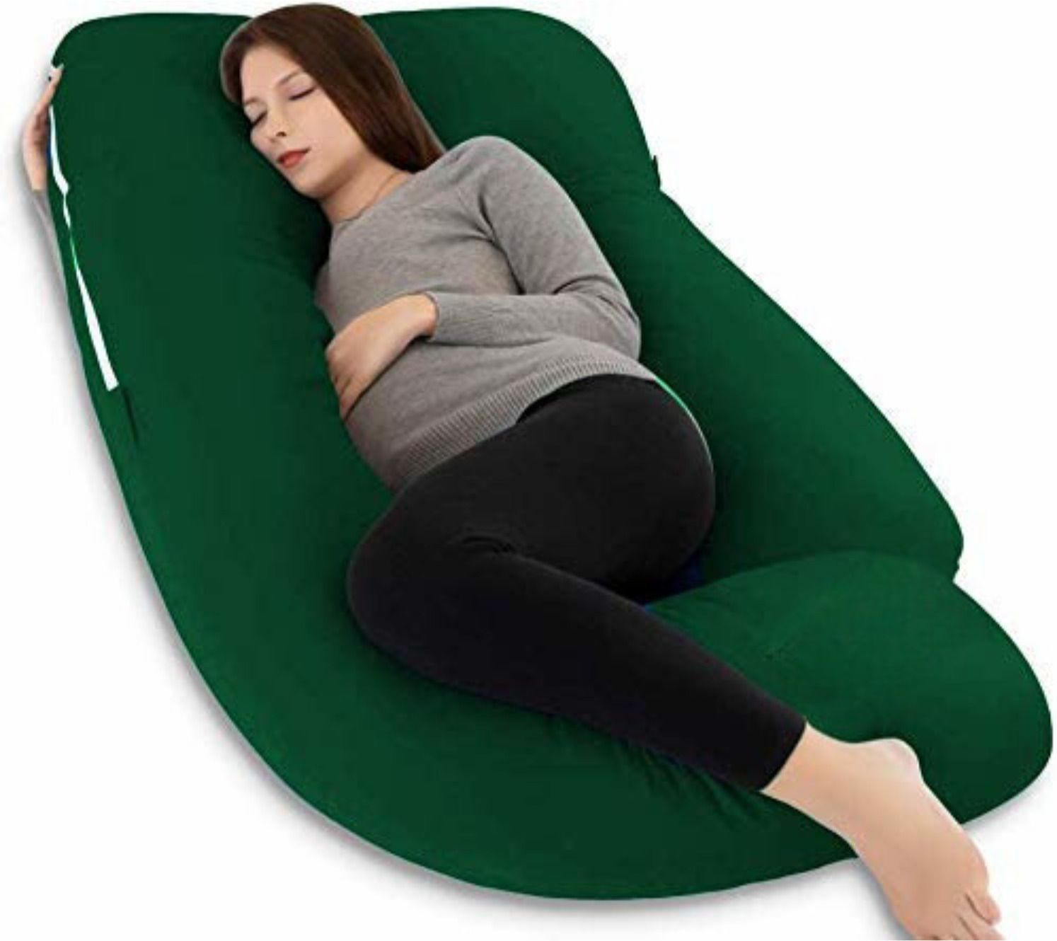 Polyester Fibre Pregnancy Pillow Pack of 1 Stripes, Solid J-Shaped Pregnancy Pillow Maternity Body Pillow with Velvet Cover-image-45