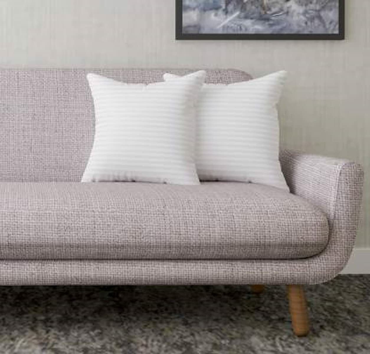 Microfibre, Polyester Fibre Cushion Pack of 2 Stripes cushion 18x18 inch fillers for sofa pillow (45*45 cm)-image-3