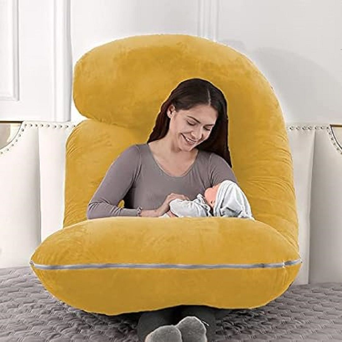 wild mint J SHAPE Microfibre Solid Pregnancy Pillow Pack of 1-picture-19