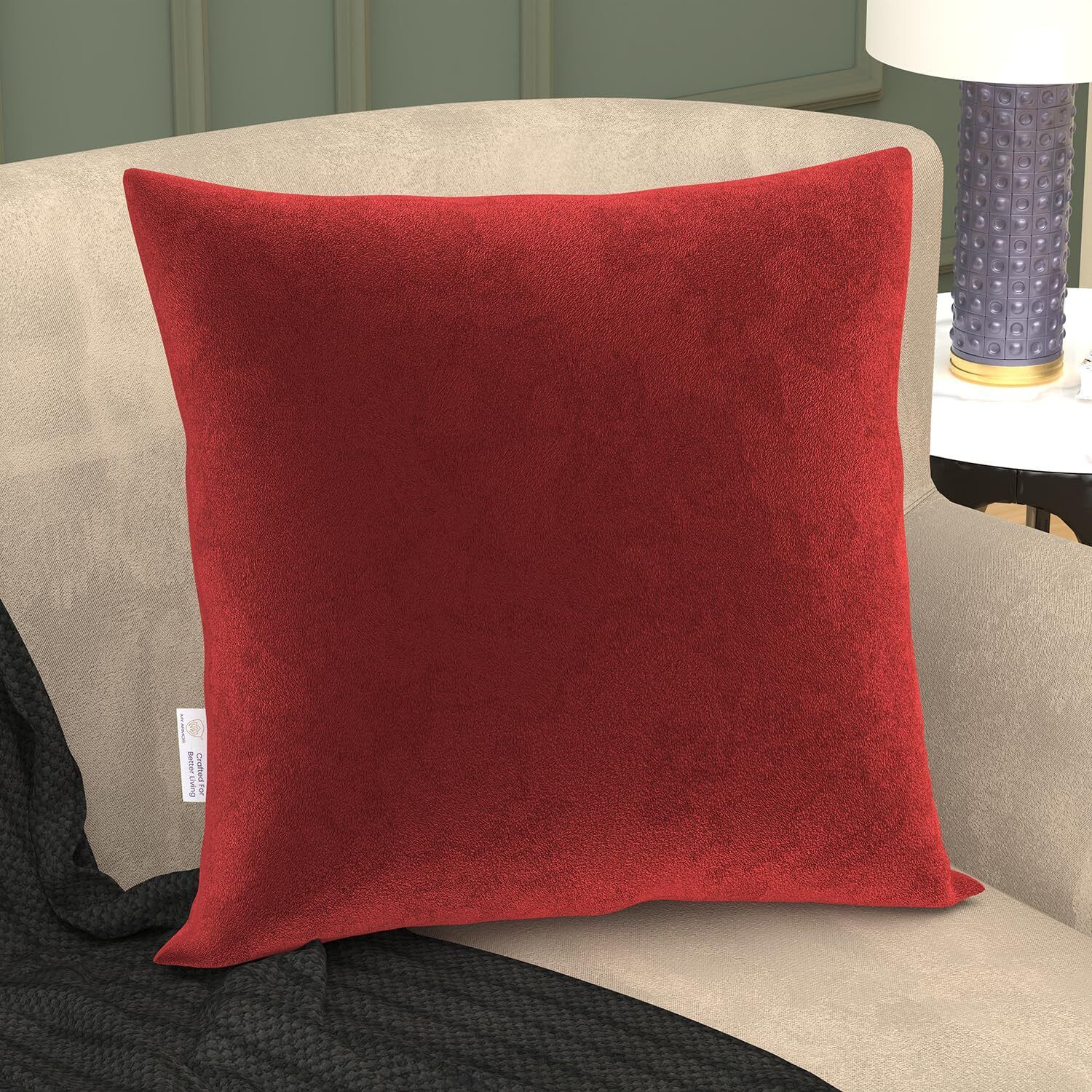 Micro Fiber Square Cushion- (24" X 24") - With Maroon Cover Microfibre Solid Cushion Pack of 1-image-3
