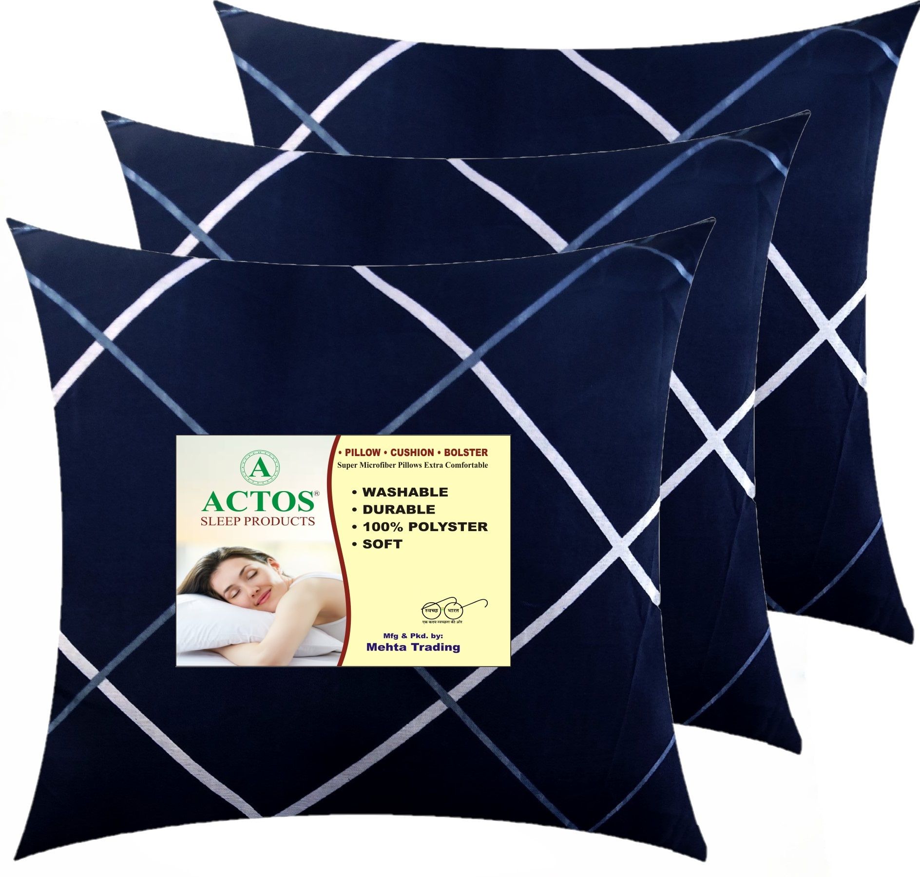 Microfibre Geometric Cushion Pack of 3