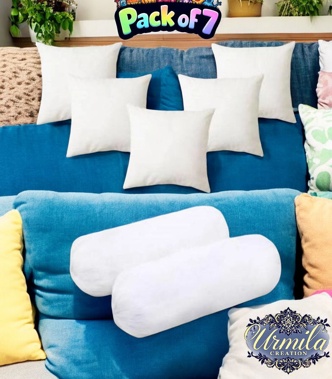 urmila creation Microfibre Bolster Pack of 7 Stripes 2 Bolester 5 Cushion-picture-9