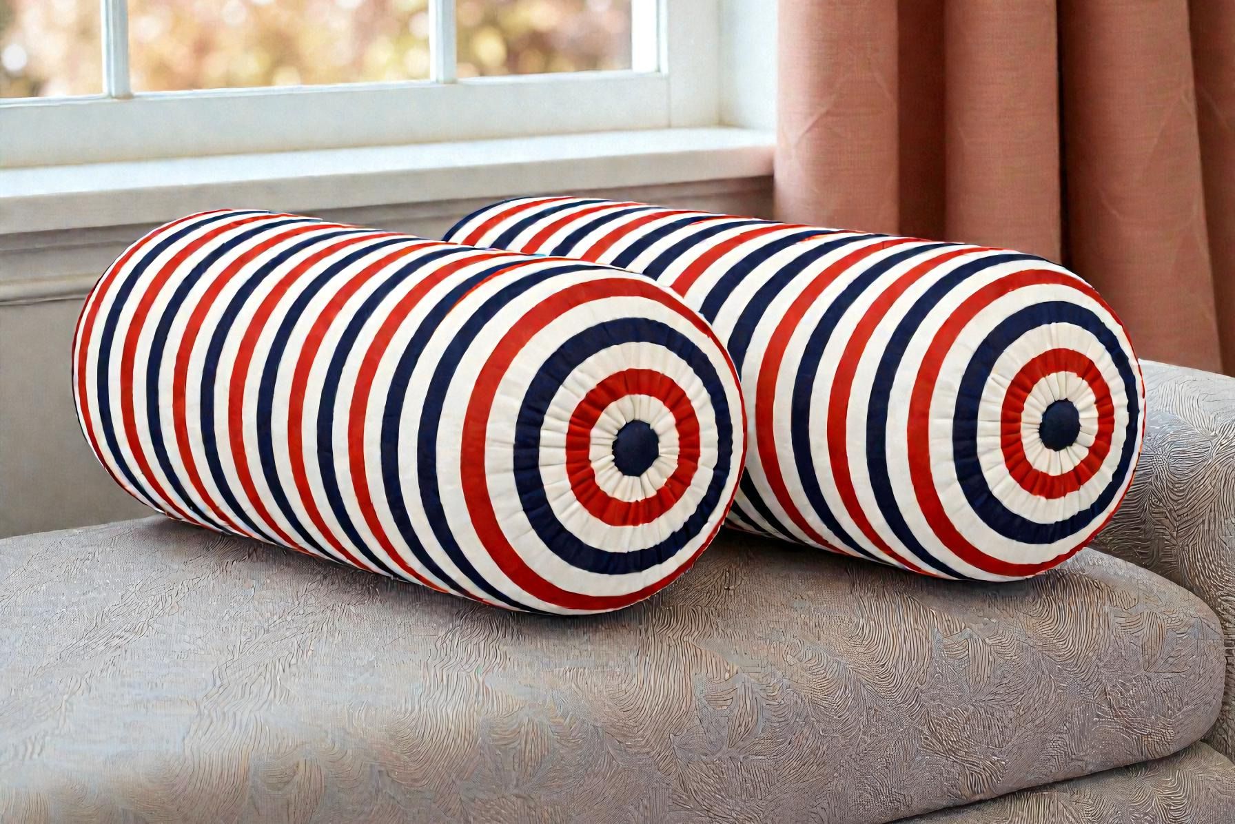 Microfibre Bolster Pack of 2 Geometric Combo Set Of 2-image-19