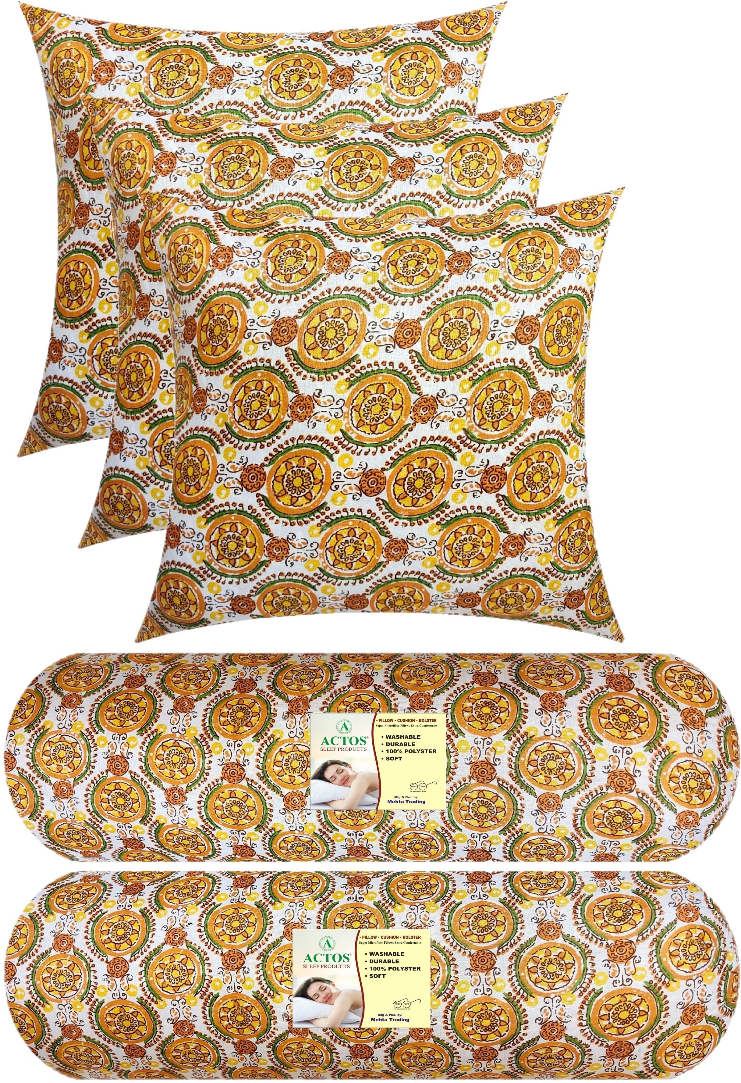 Microfibre Bolster Pack of 5 Floral Round-image-23