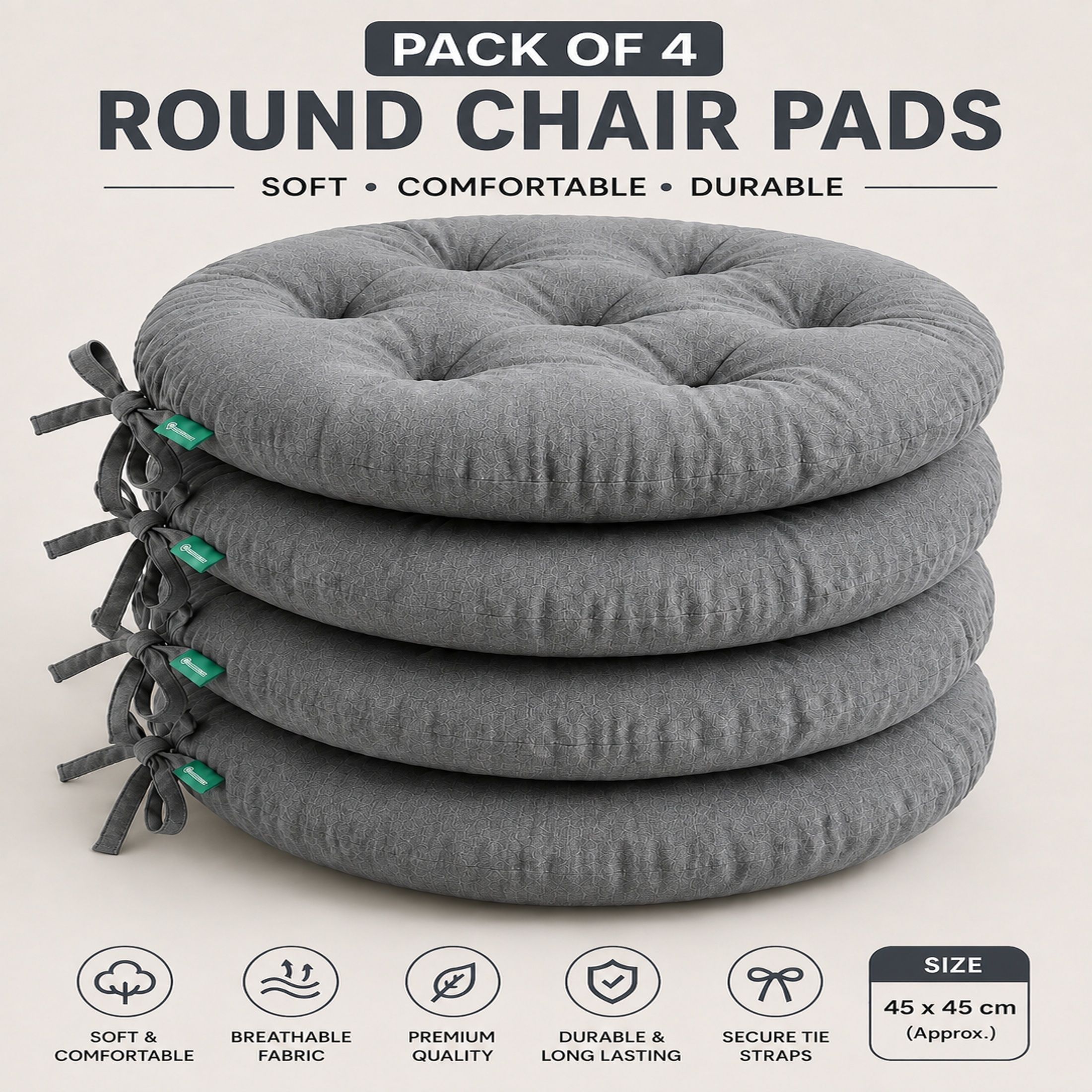 bhebha Microfibre Chair Pad Pack of 4 Solid-picture-47