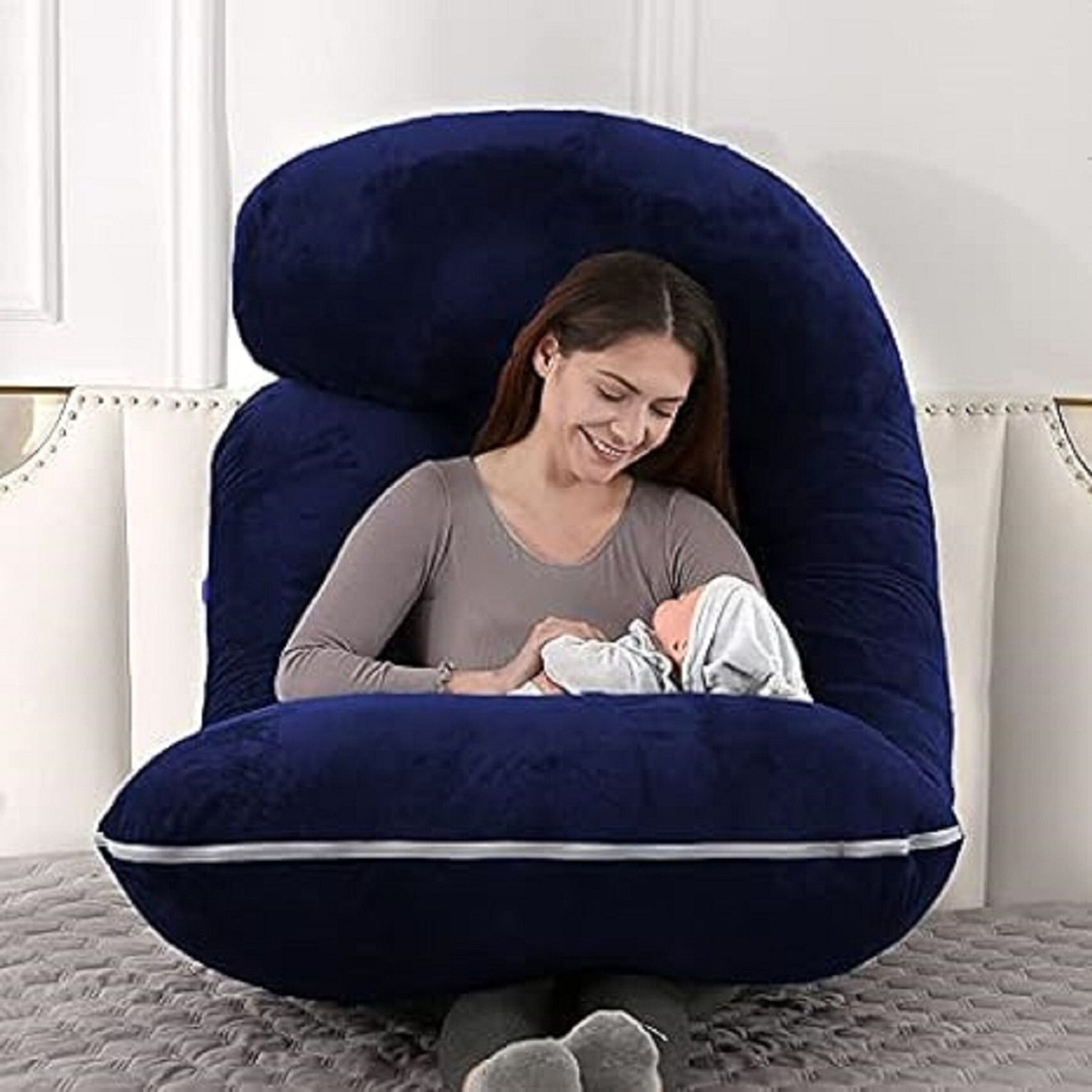 Microfibre Pregnancy Pillow Pack of 1 Solid j shape-image-29