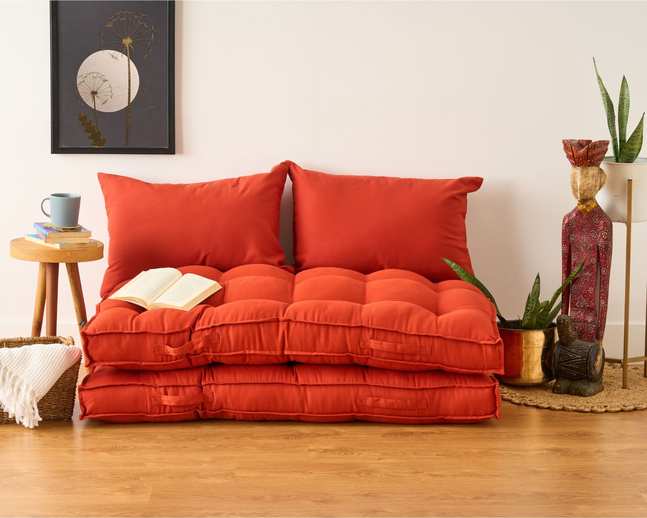skanda fab Polyester Fibre Floor Cushion Pack of 2 Solid-picture-10