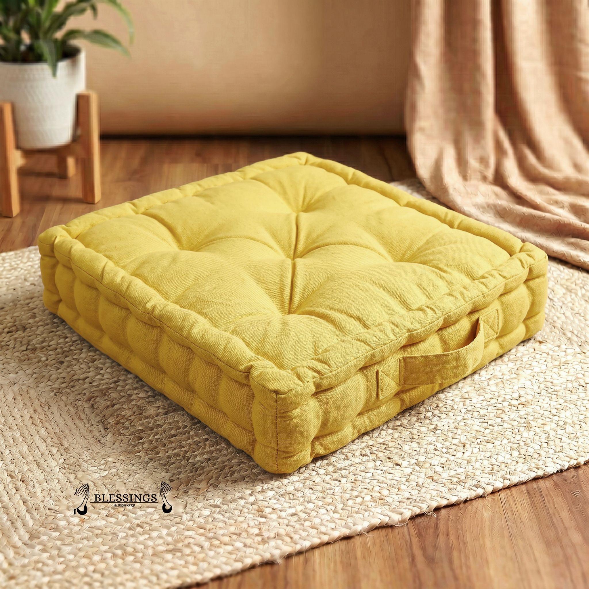 Microfibre Floor Cushion Pack of 1 Solid Tufed Floor Cushion-image-43