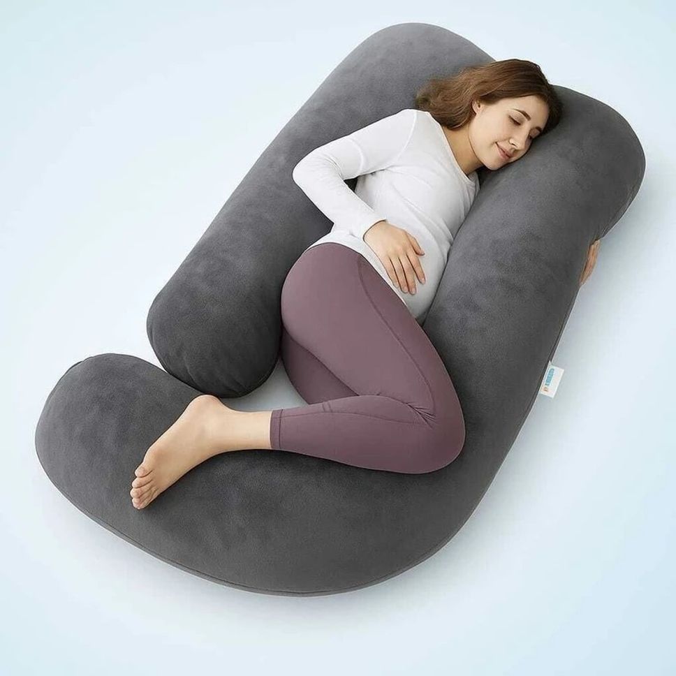 Microfibre Pregnancy Pillow Pack of 1 Solid Maternity Full Body Support Sleeping Hug Long Pillow for Pregnancy-image-39