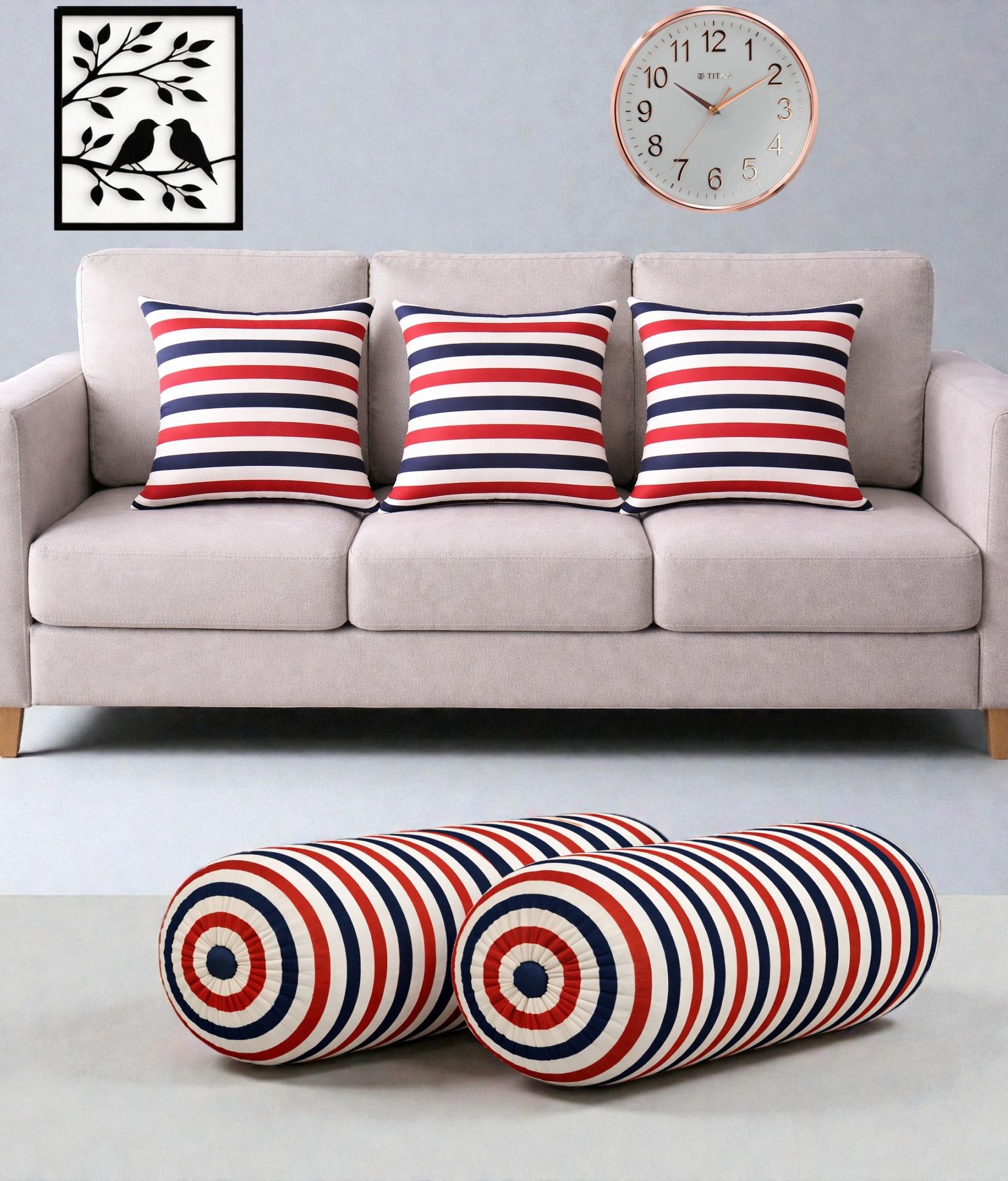 actos Microfibre Bolster Pack of 5 Geometric Combo Set Of 3 Cushion And 2 Bolster-picture-46