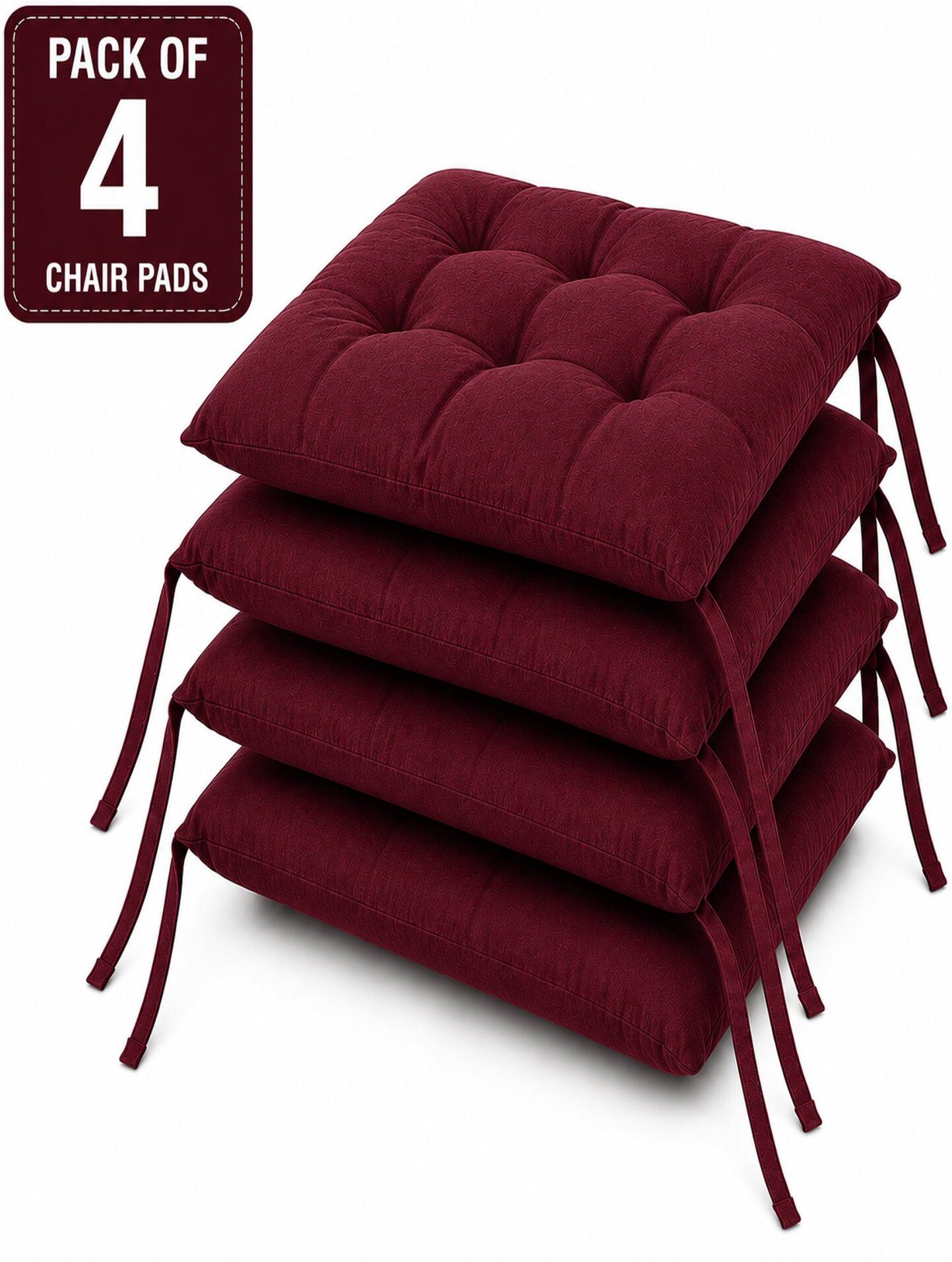 bhebha Microfibre Chair Pad Pack of 4 Solid-picture-3
