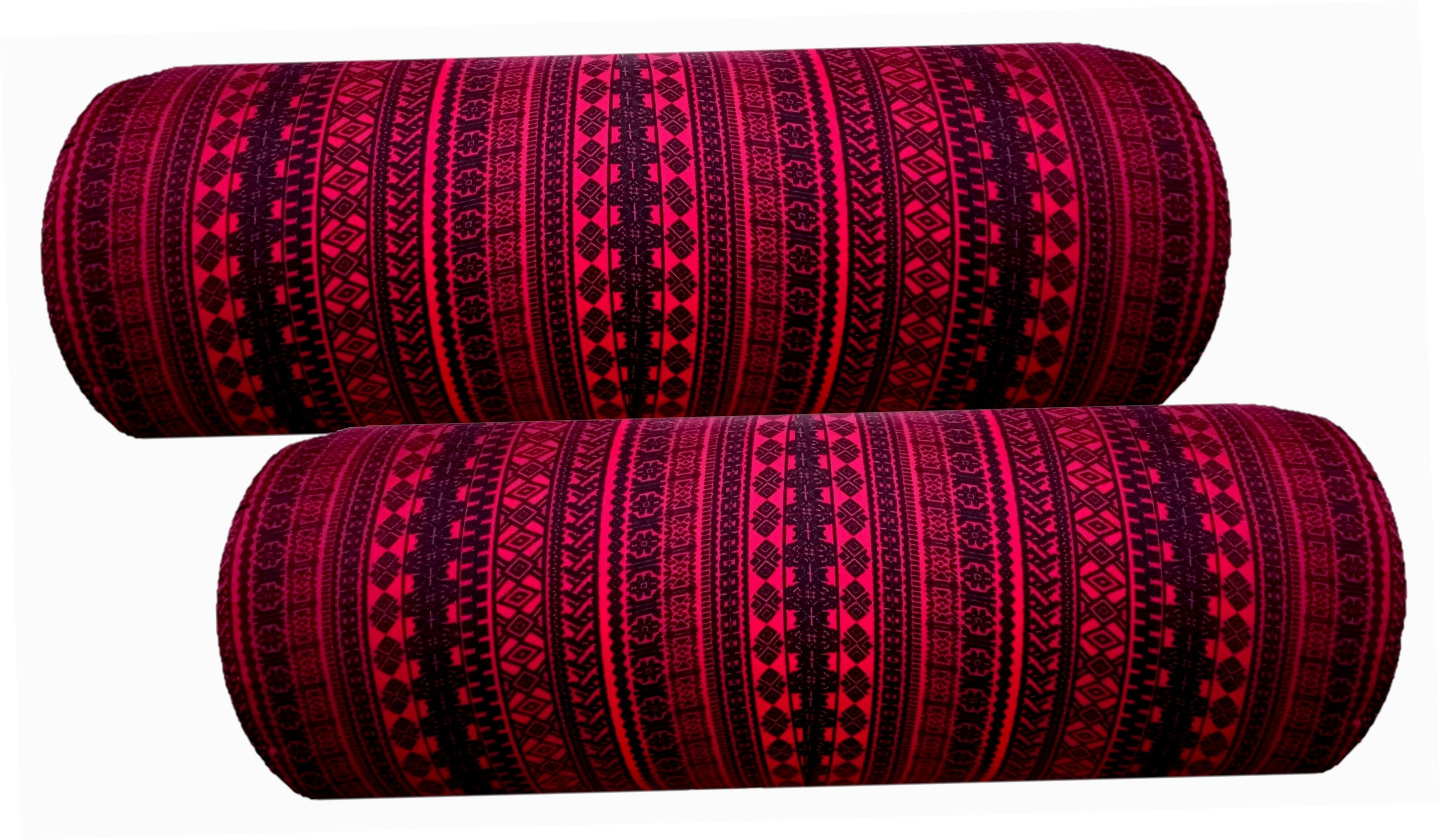 Round Bolster Microfibre Abstract Bolster Pack of 2-image-47
