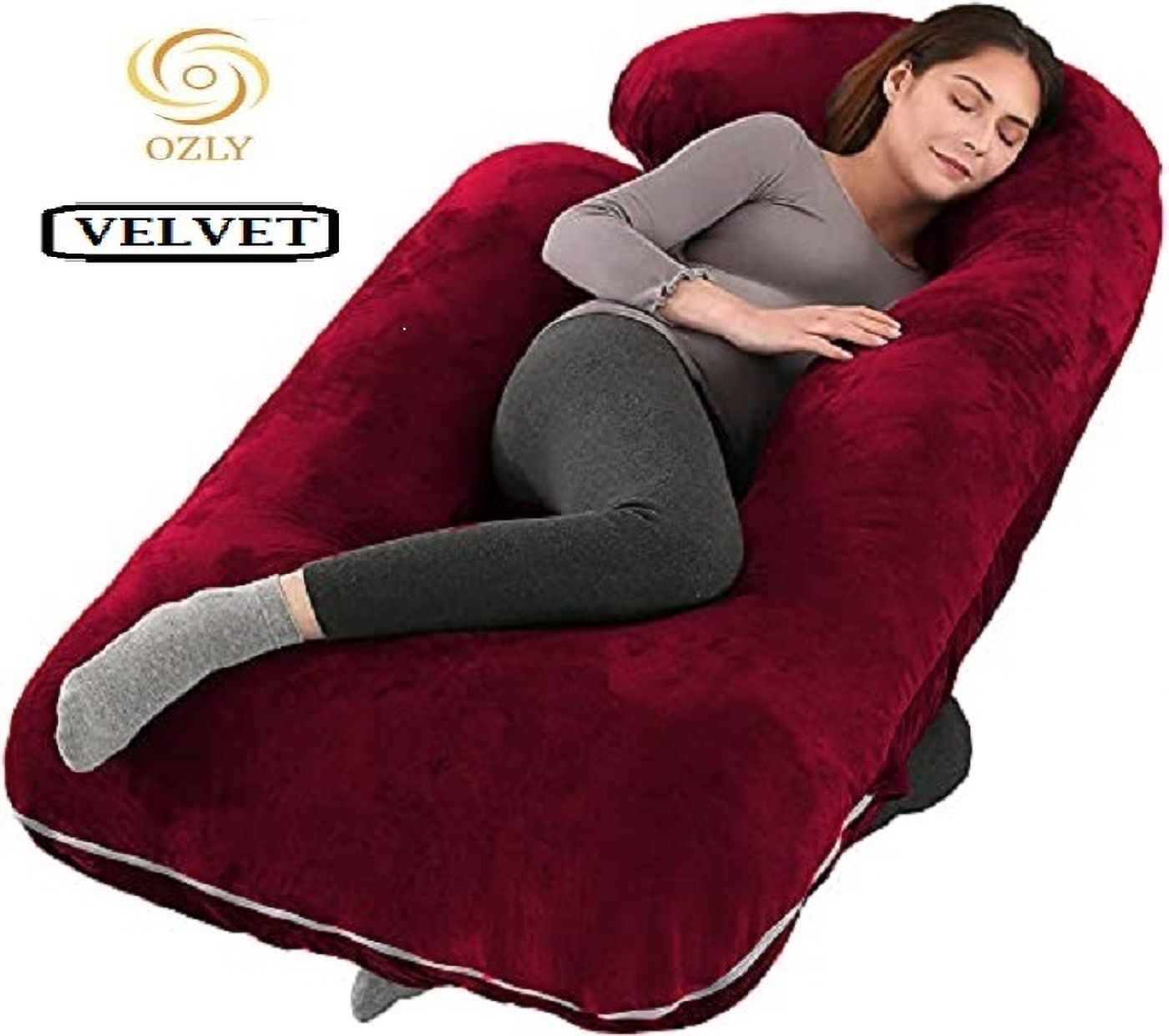 ultra soft j shaped pillow Microfibre, Polyester Fibre Solid Pregnancy Pillow Pack of 1-image-9
