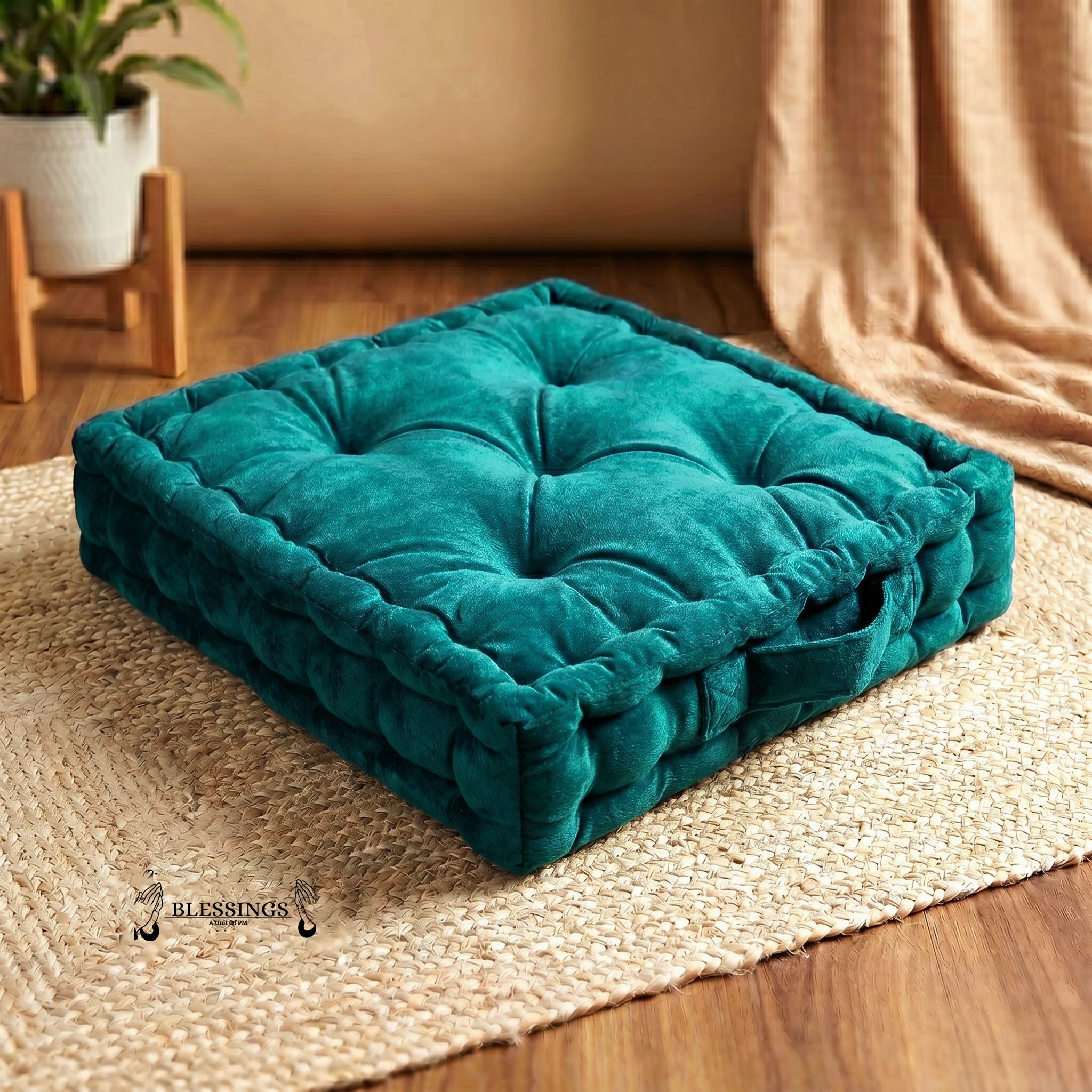 Microfibre Floor Cushion Pack of 1 Solid Tufed Floor Cushion-image-44