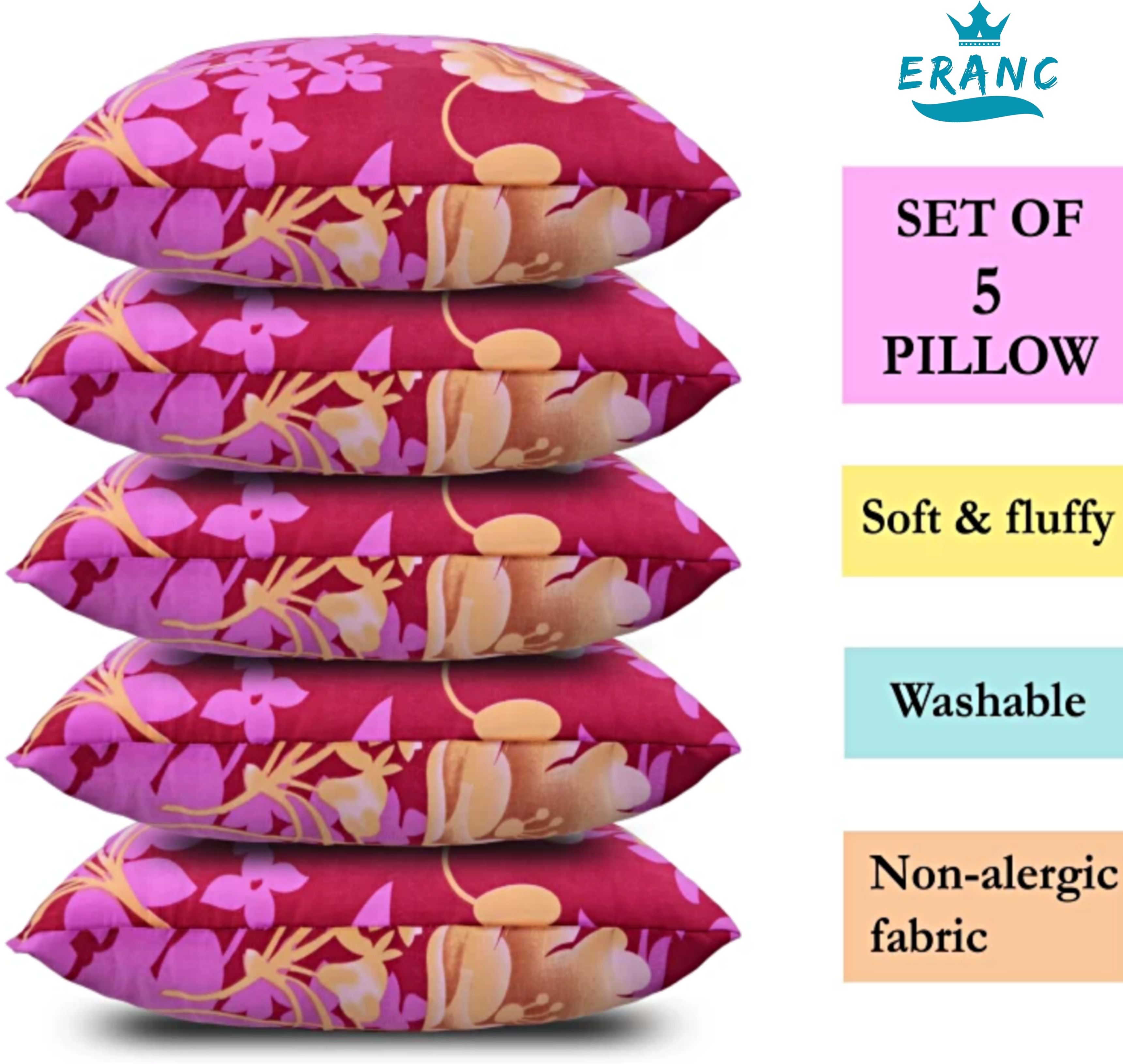 villagers Cotton Floral Sleeping Pillow Pack of 5-picture-25
